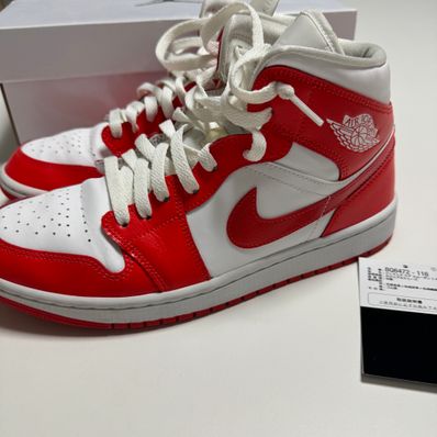 NIKE Women's AIR JORDAN 1 MID "WHITE/HABANERO RED"