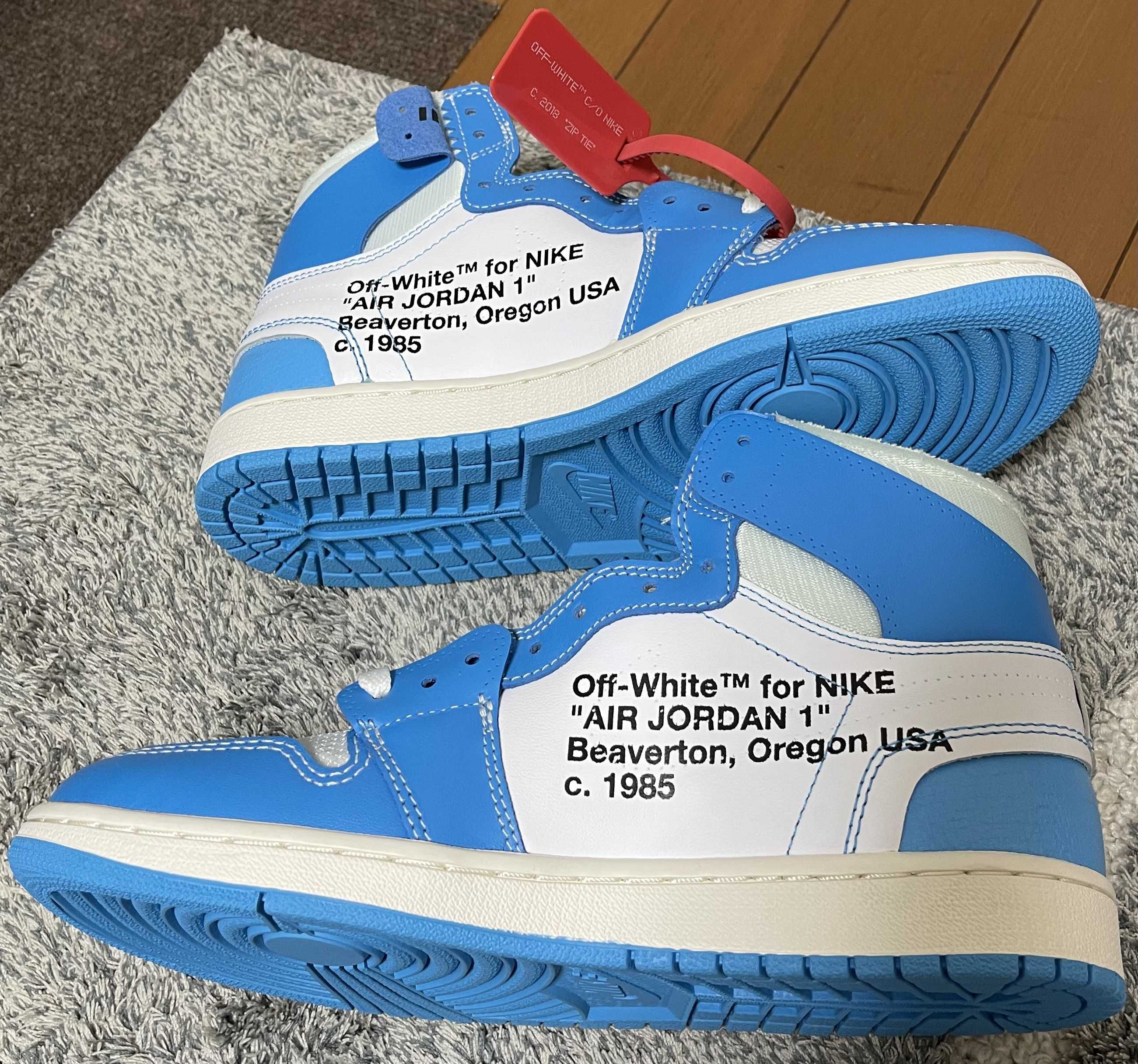 Off-White × Nike Air Jordan 1 High UNC "White/Dark Powder Blue"