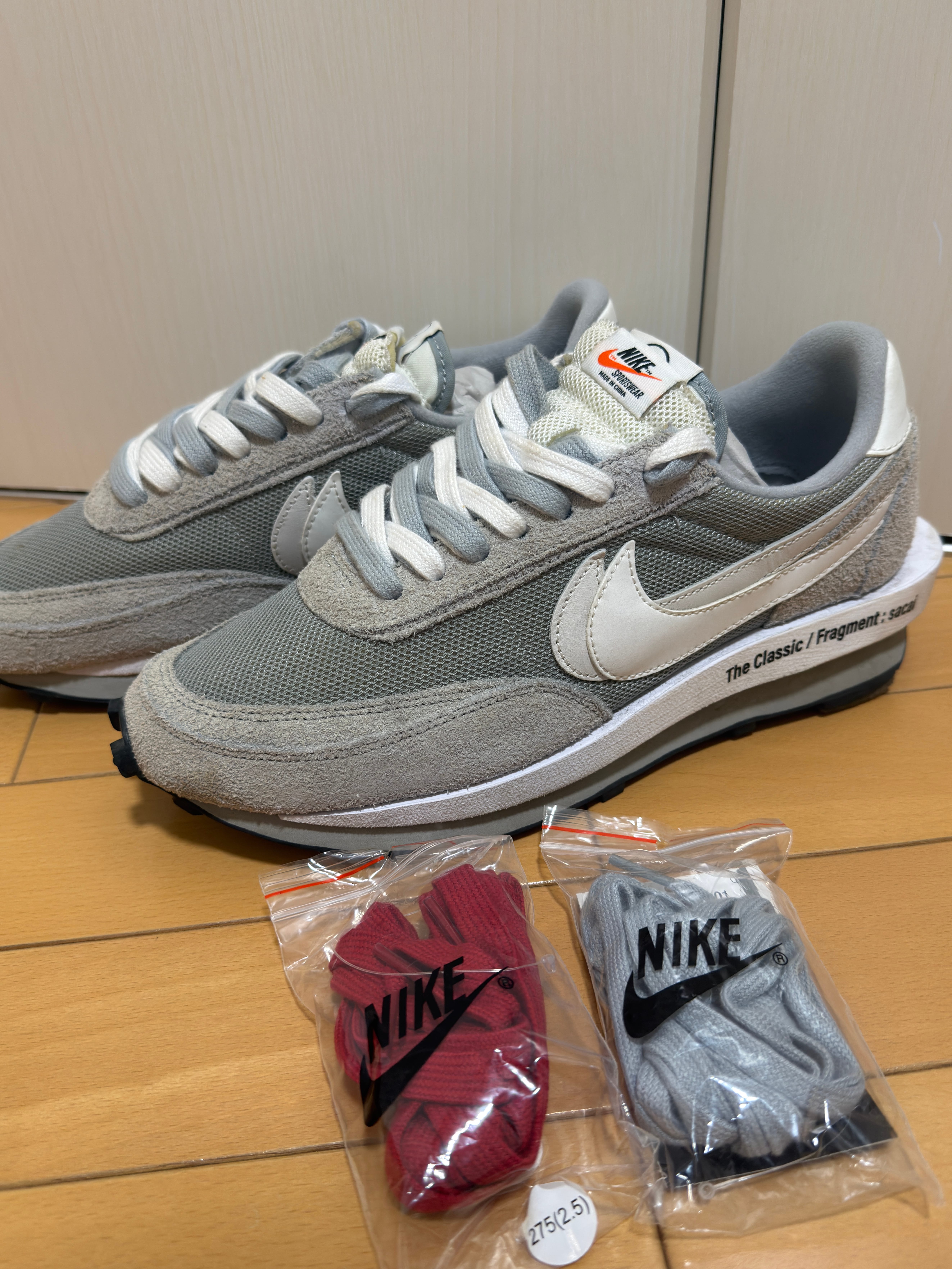 fragment design × sacai × Nike LD Waffle "Light Smoke Grey"