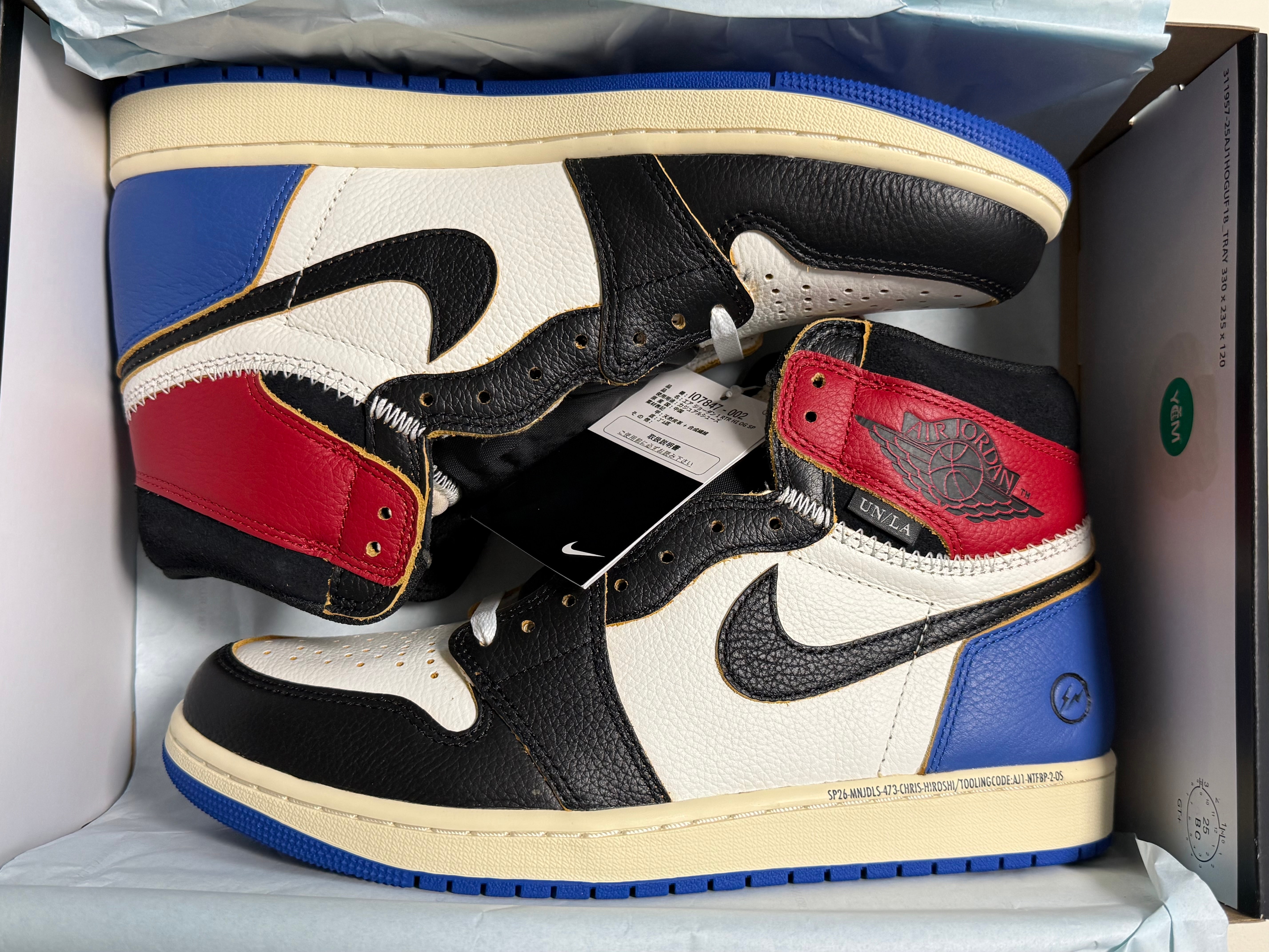 fragment design × UNION × Nike Air Jordan 1 High OG "Black/Varsity Red"