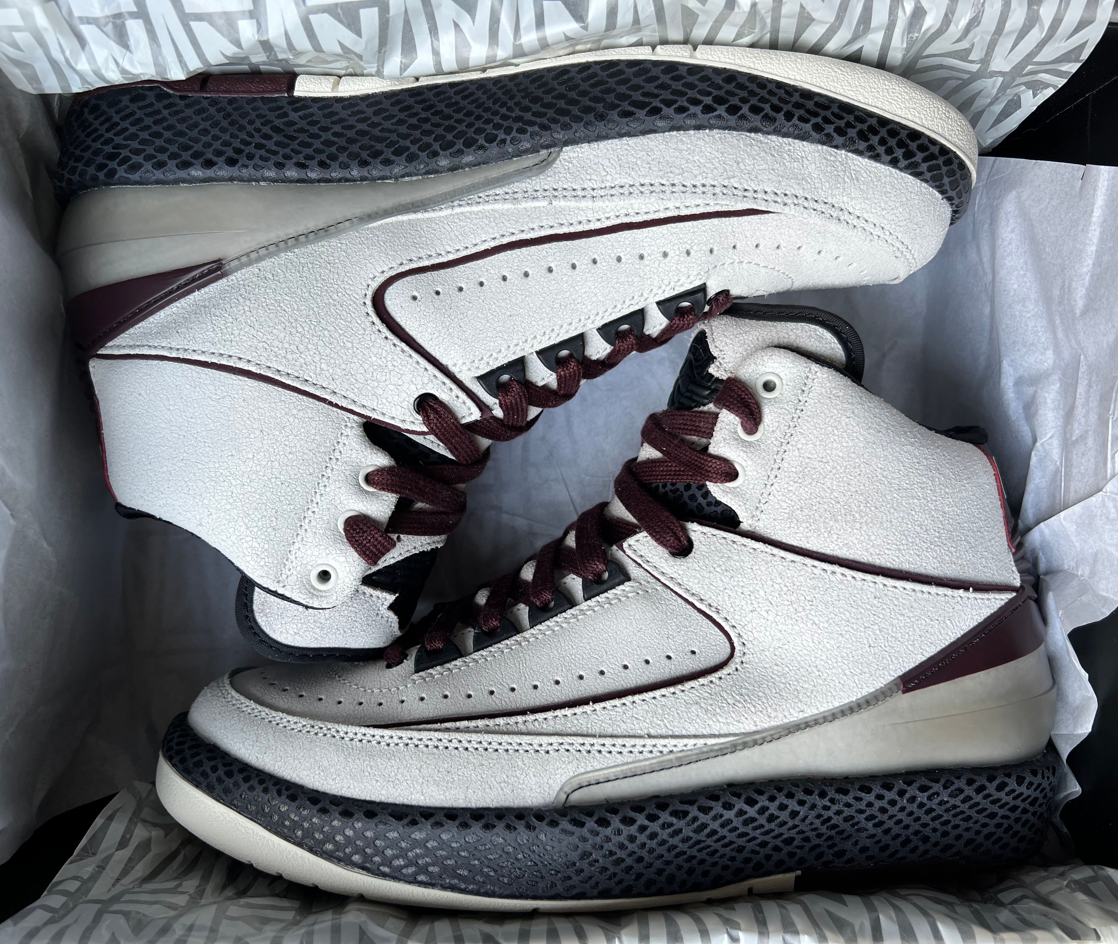 A Ma Maniere × Nike Air Jordan 2 "Airness/Sail and Burgundy"