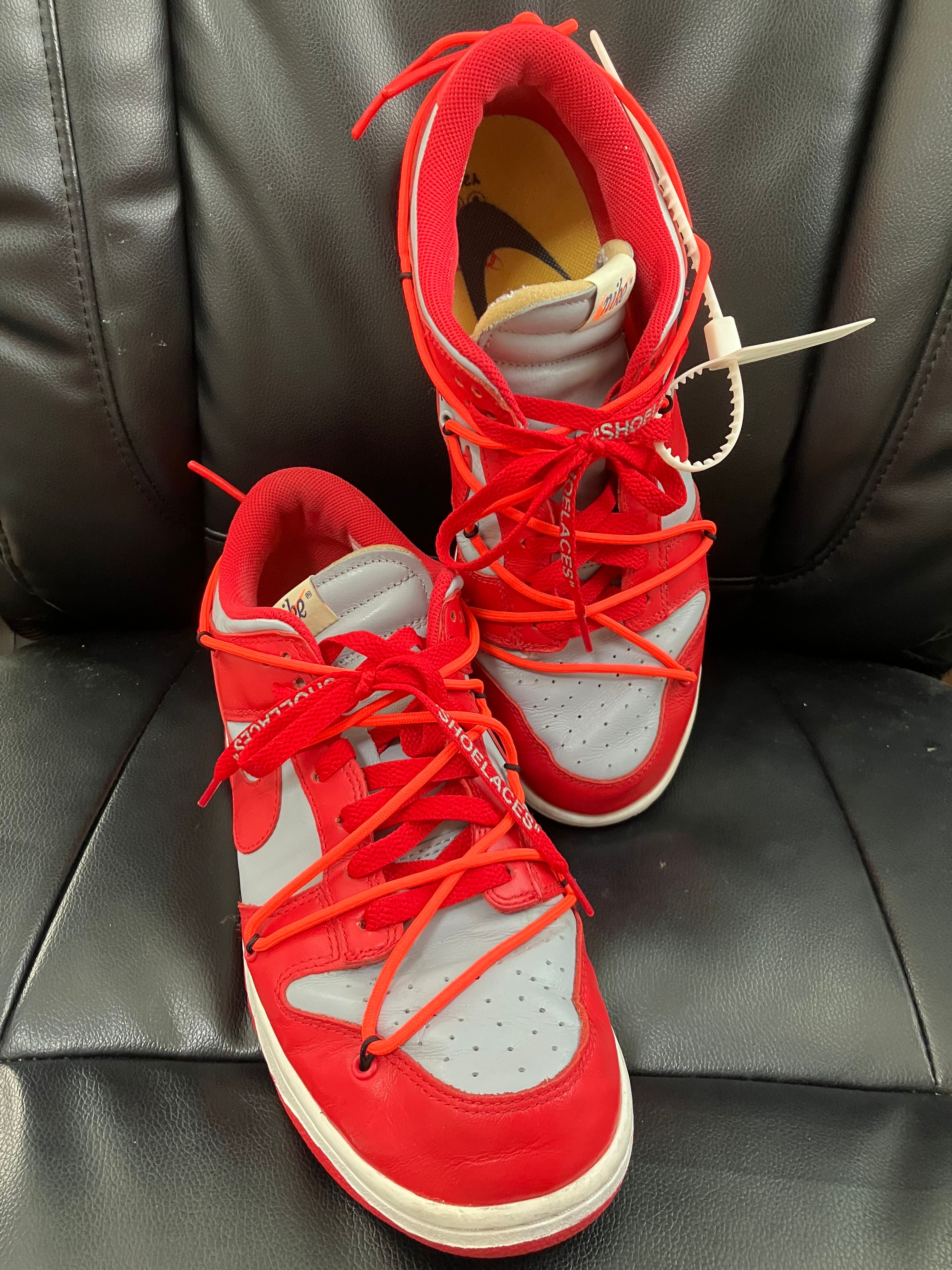 Off-White × Nike Dunk Low "University Red/Wolf Grey"