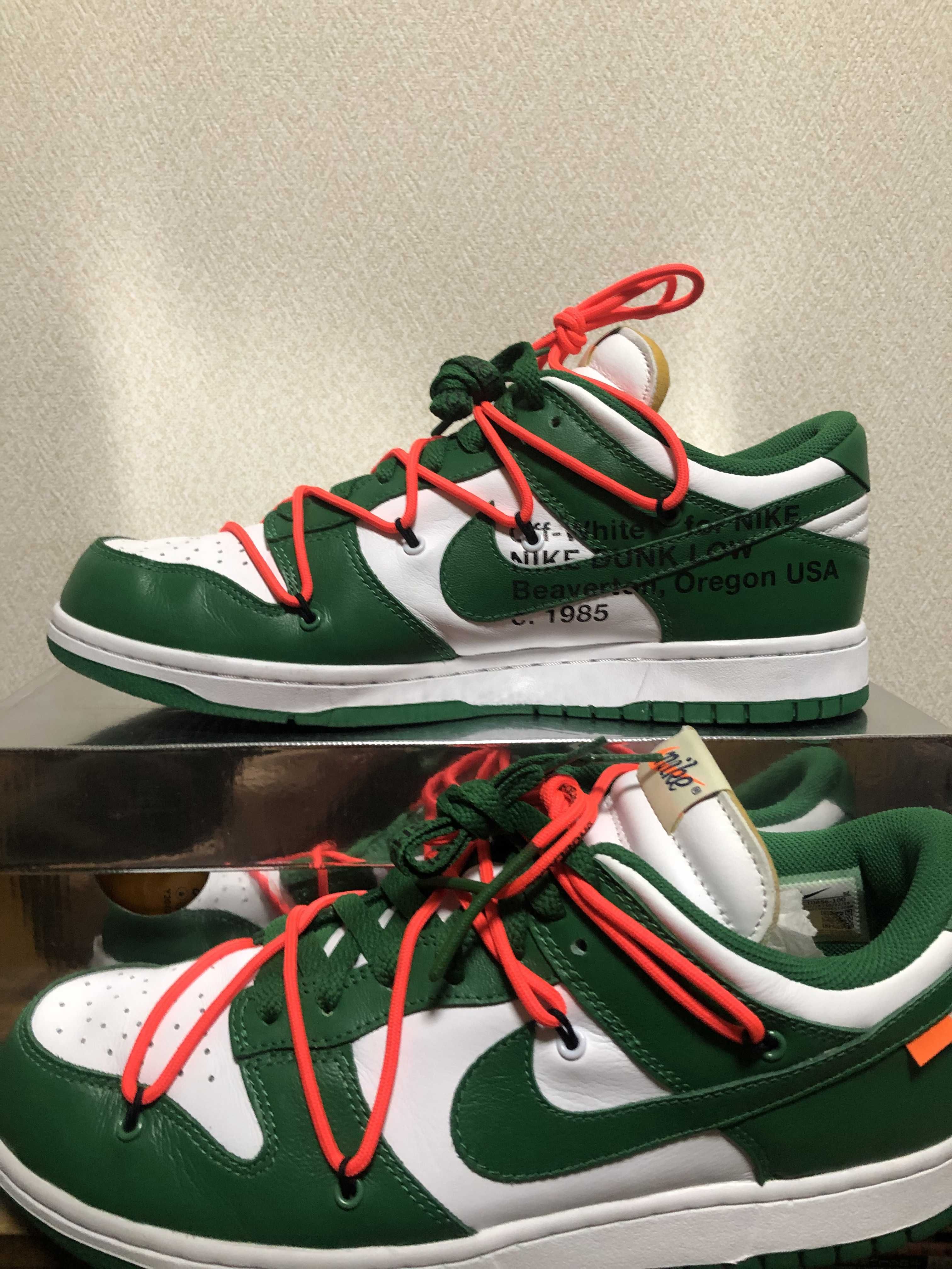 Off-White × Nike Dunk Low "White/Pine Green"