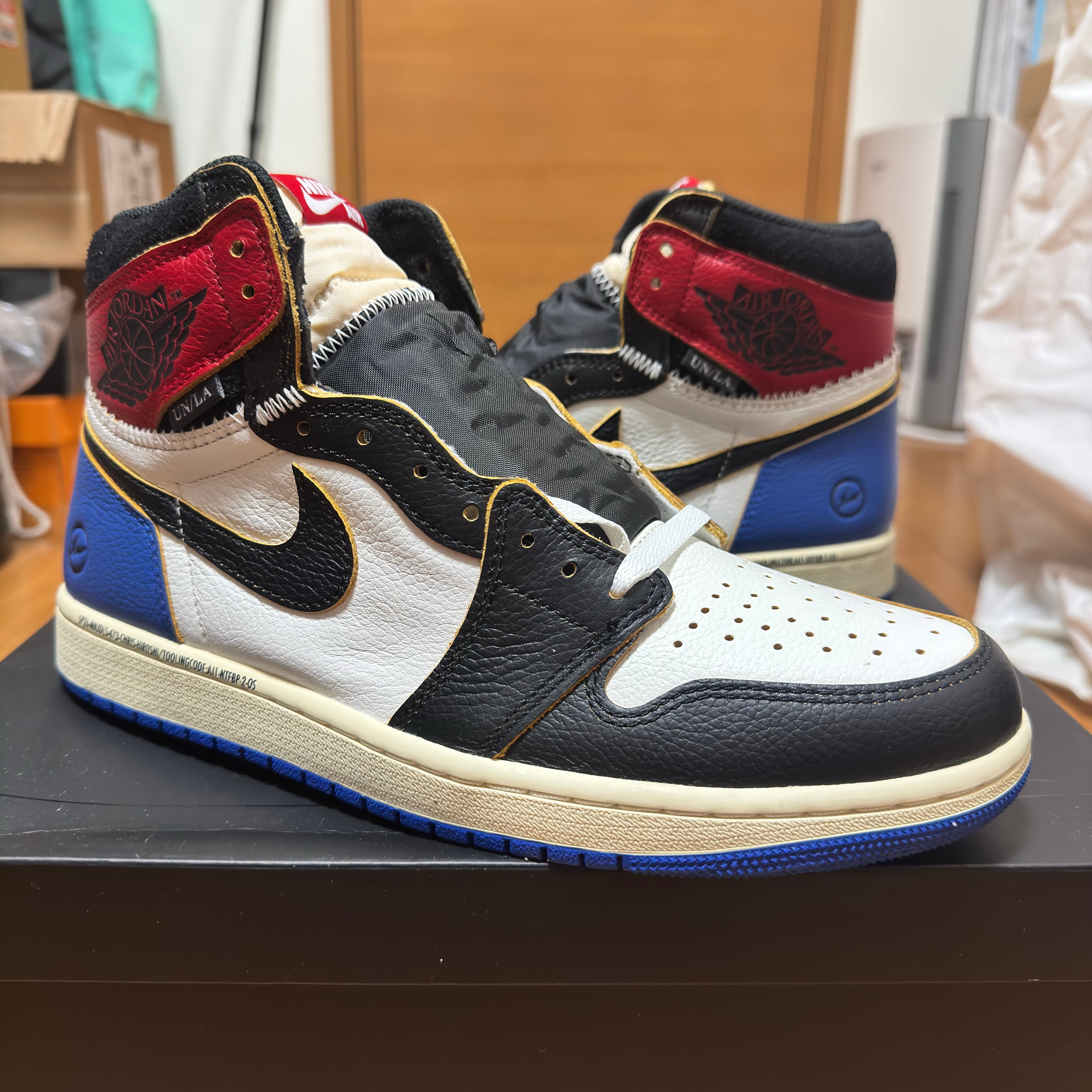 fragment design × UNION × Nike Air Jordan 1 High OG "Black/Varsity Red"