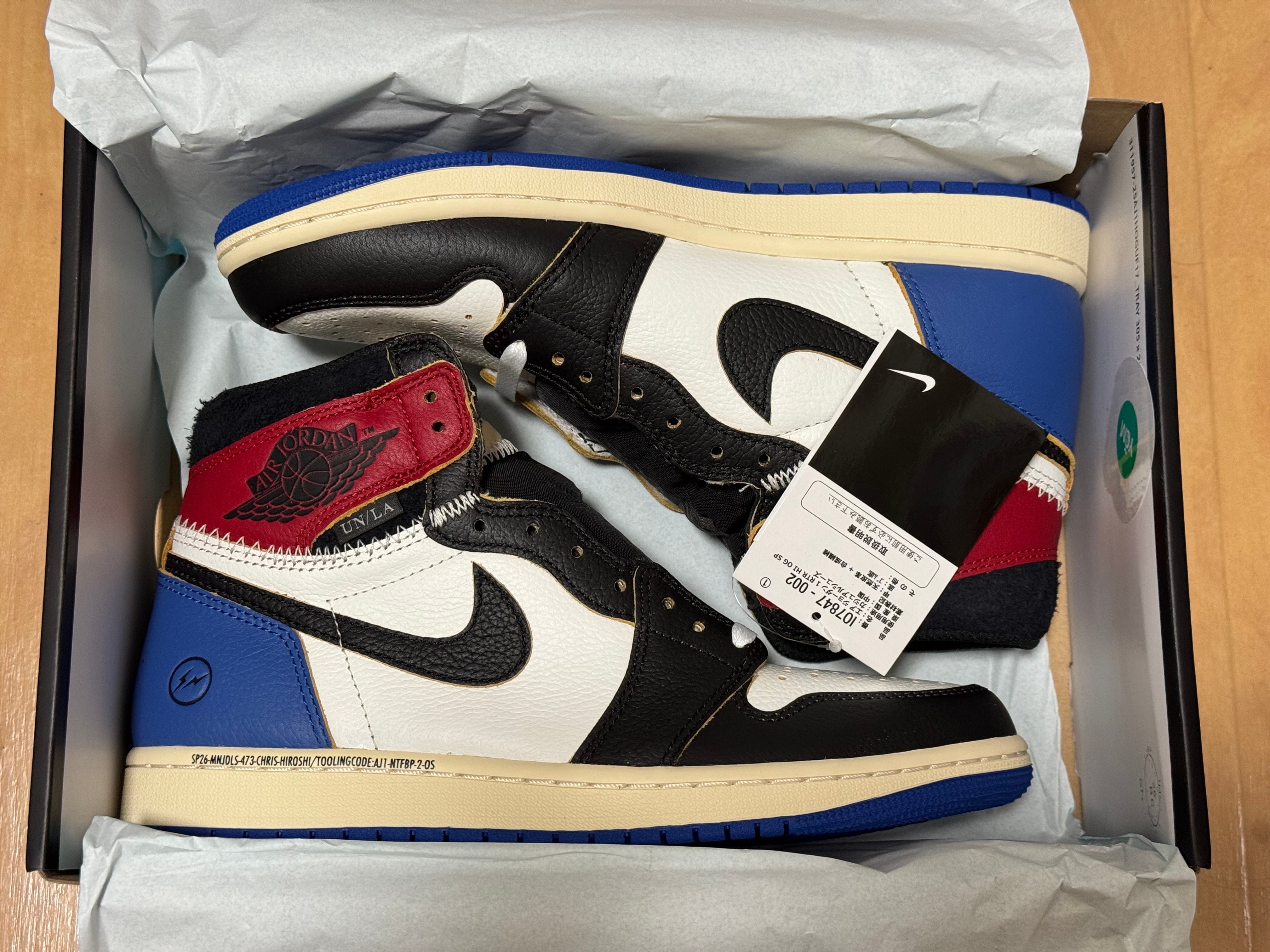 fragment design × UNION × Nike Air Jordan 1 High OG "Black/Varsity Red"