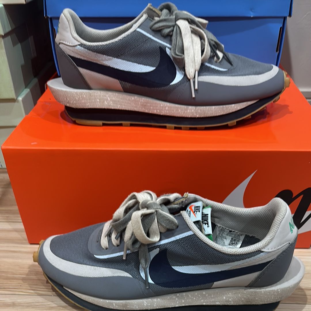 CLOT × Sacai × Nike LD Waffle "Grey Obsidian/Cool Grey"
