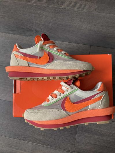 CLOT × Sacai × Nike LD Waffle "Orange Blaze"