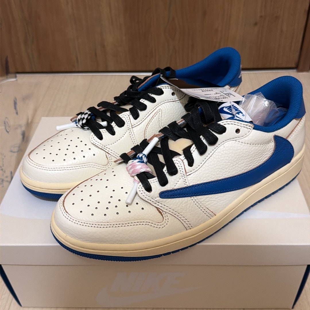 Travis Scott × fragment design × Nike Air Jordan 1 Low OG "Sail/Military Blue"