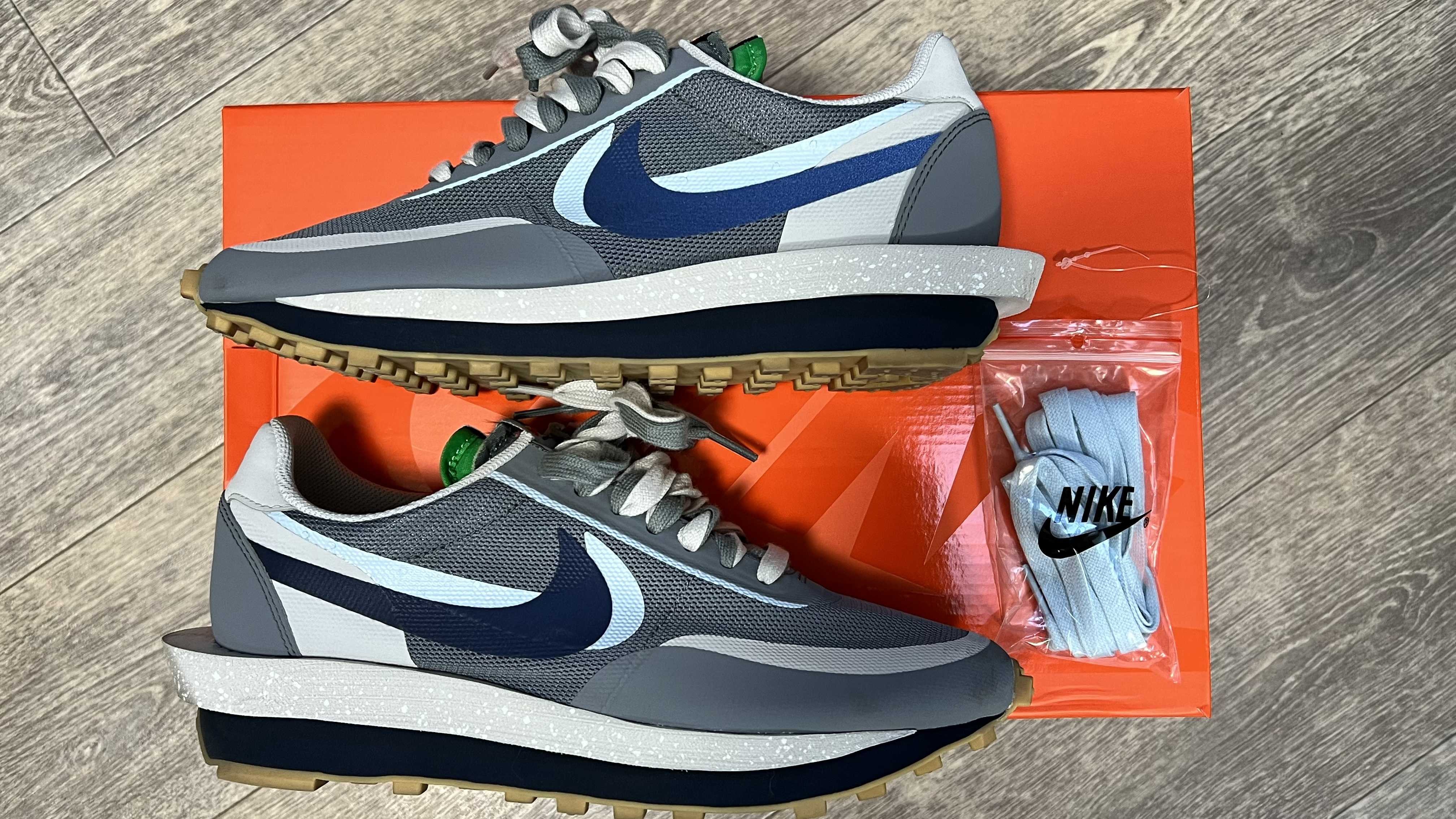 CLOT × Sacai × Nike LD Waffle "Grey Obsidian/Cool Grey"
