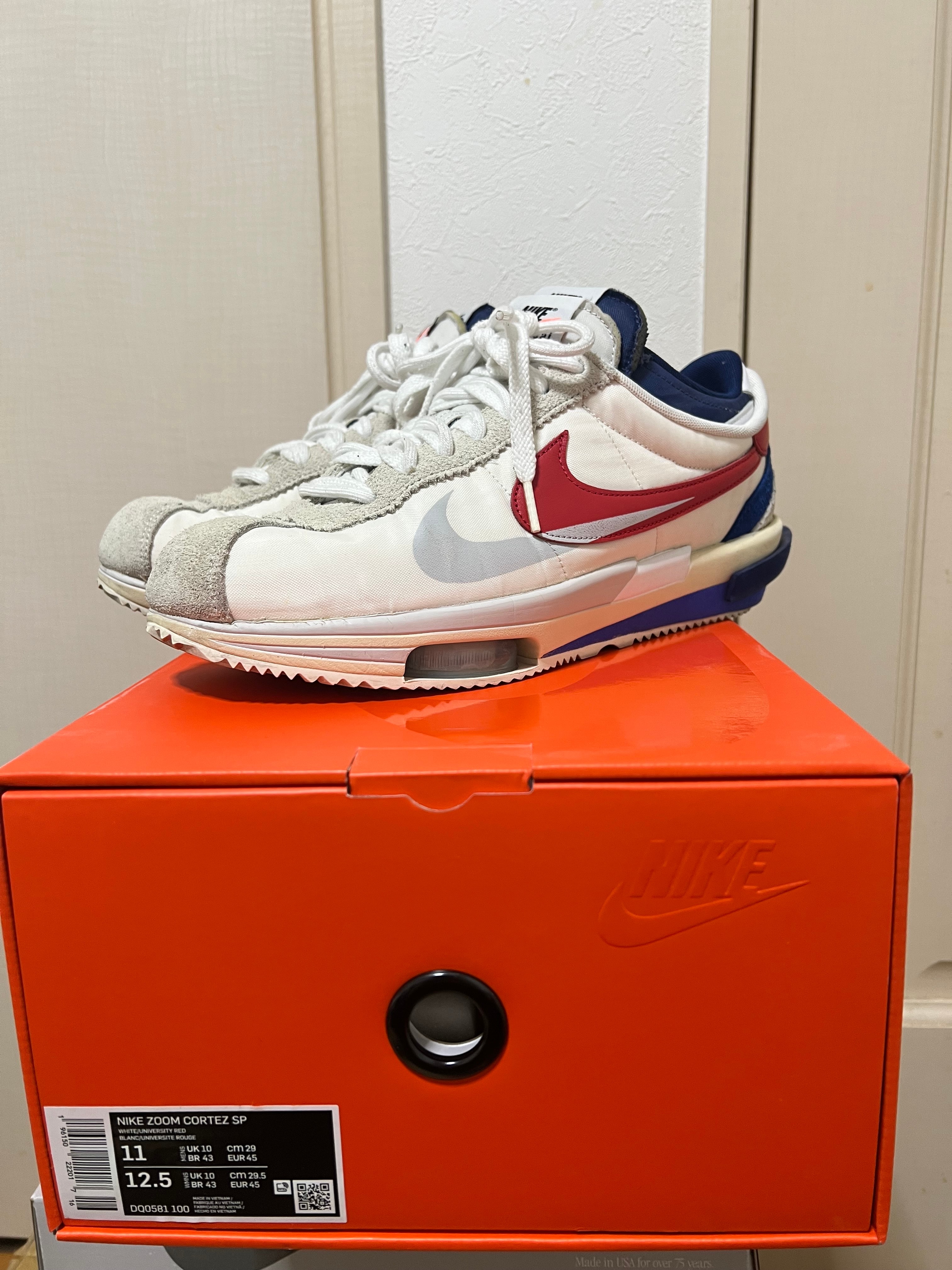 sacai × Nike Zoom Cortez "White and University Red"