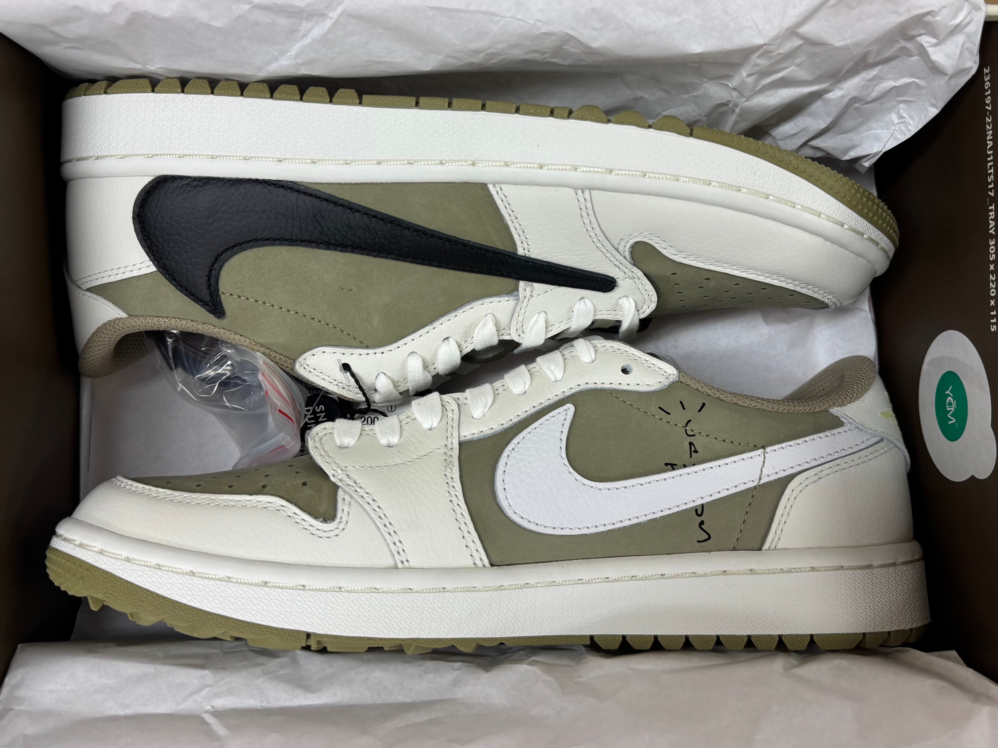 Travis Scott × Nike Air Jordan 1 Low Golf NRG "Neutral Olive"
