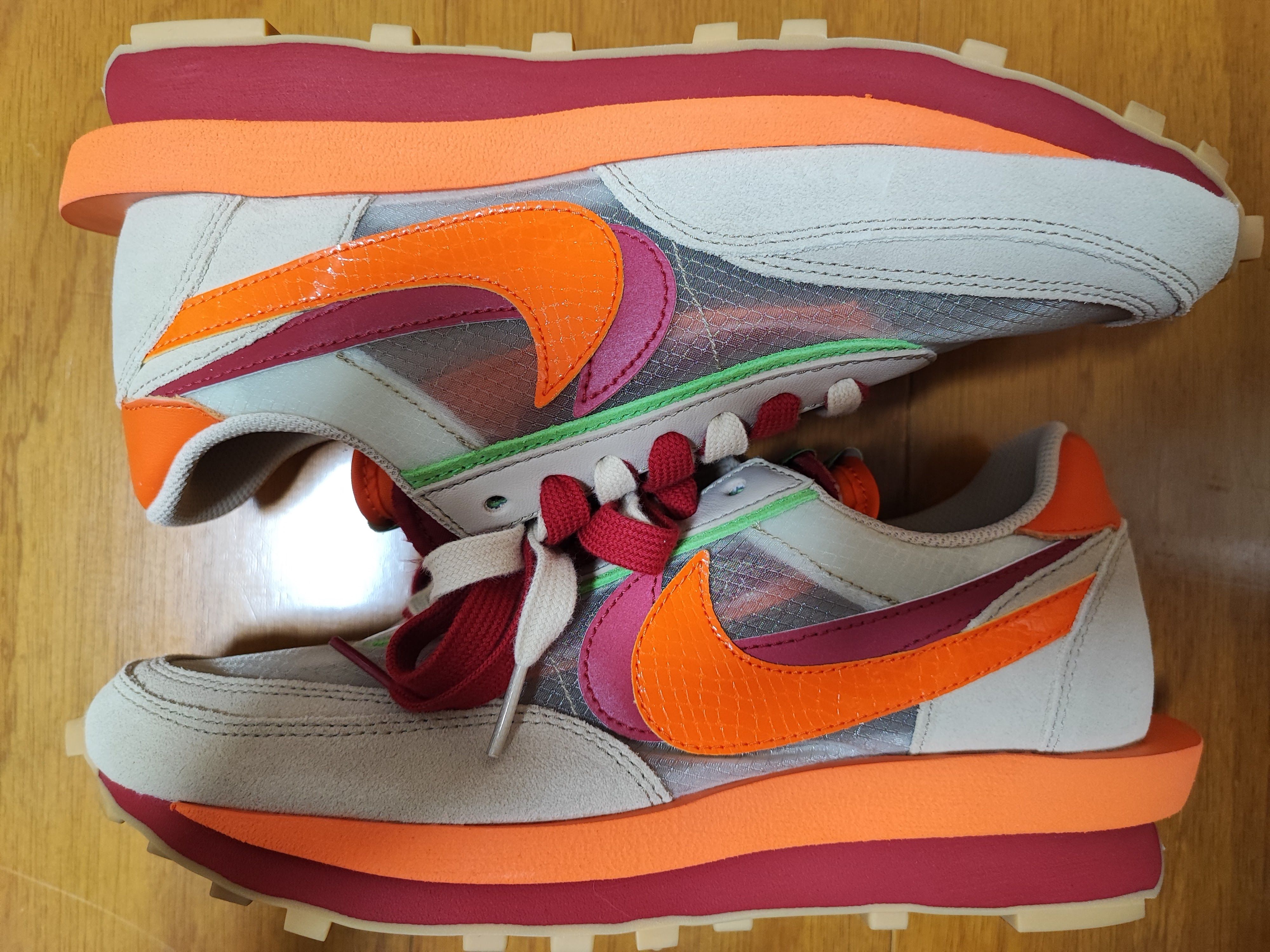 CLOT × Sacai × Nike LD Waffle "Orange Blaze"