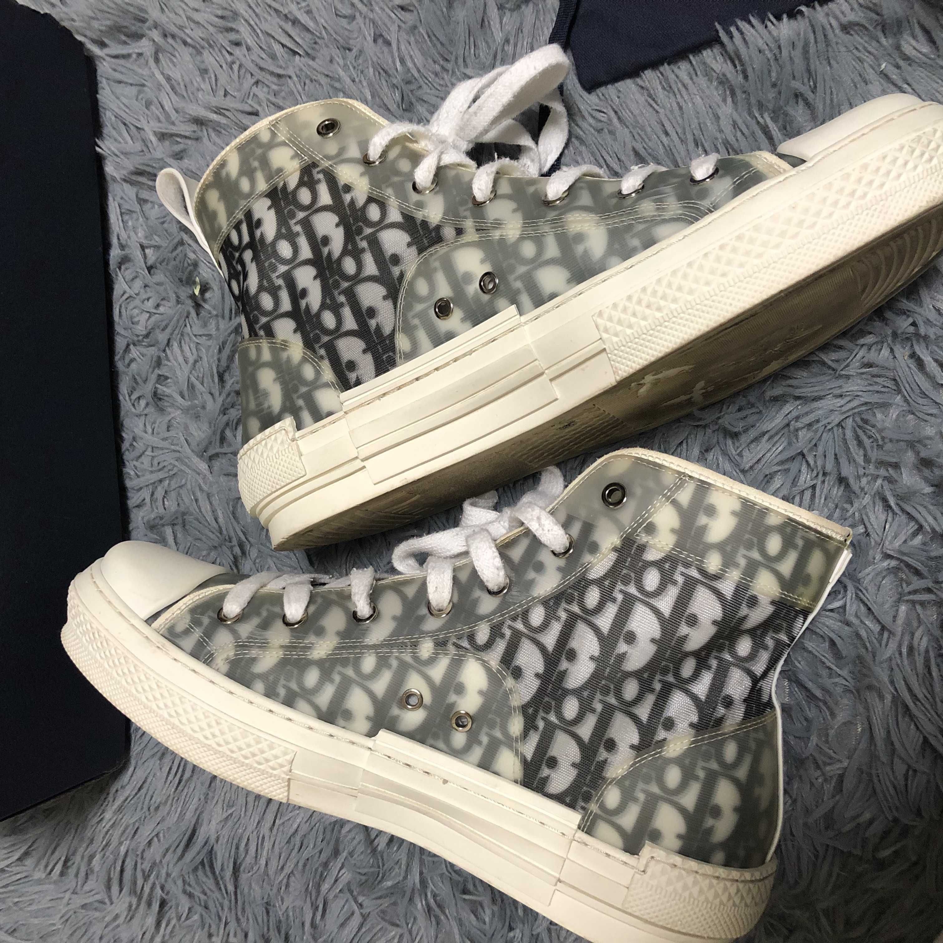 Dior B23 High Top Sneaker Dior Oblique Canvas "Clear"
