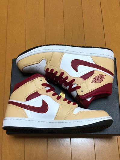 Nike Air Jordan 1 Mid "Beige/Cardinal Red"