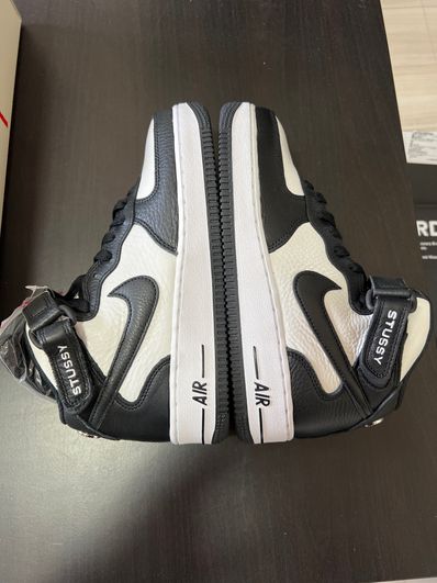 Stussy × Nike Air Force 1 Mid "Black and Light Bone"