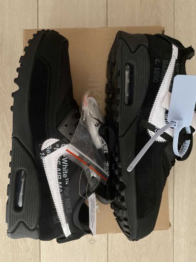 Off-White × Nike Air Max 90 "Black/Black-Cone-White"