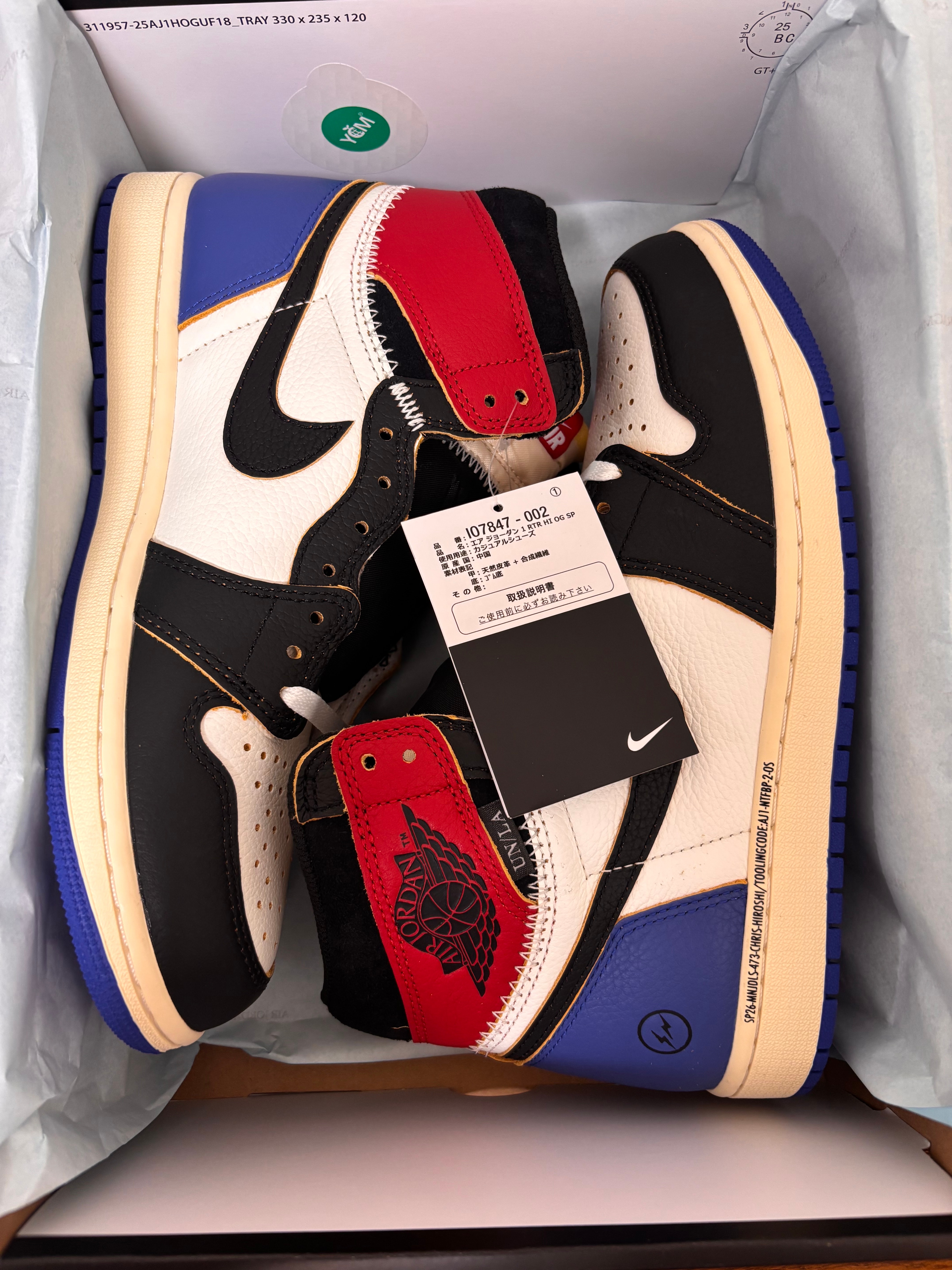 fragment design × UNION × Nike Air Jordan 1 High OG "Black/Varsity Red"