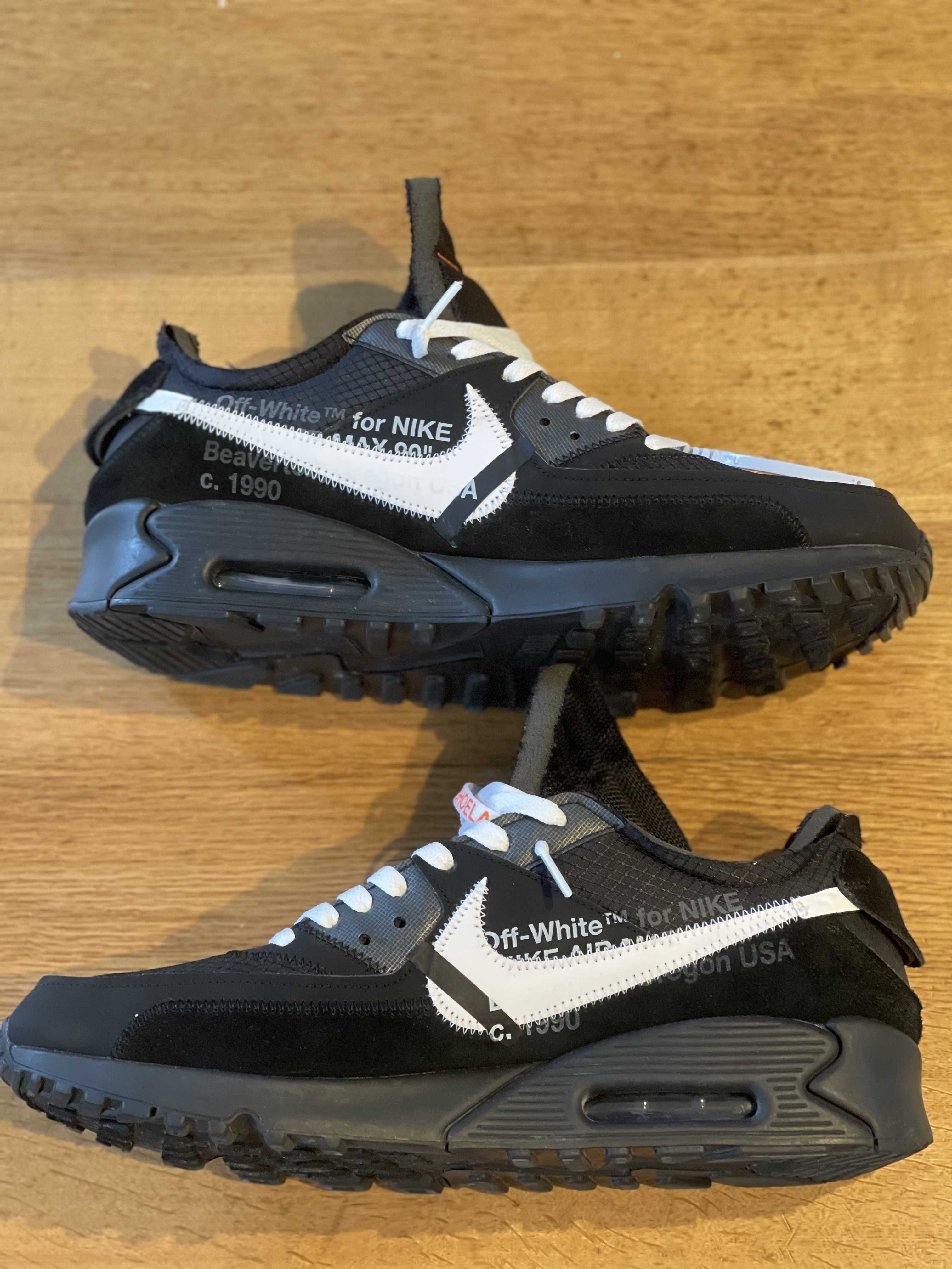 Off-White × Nike Air Max 90 "Black/Black-Cone-White"