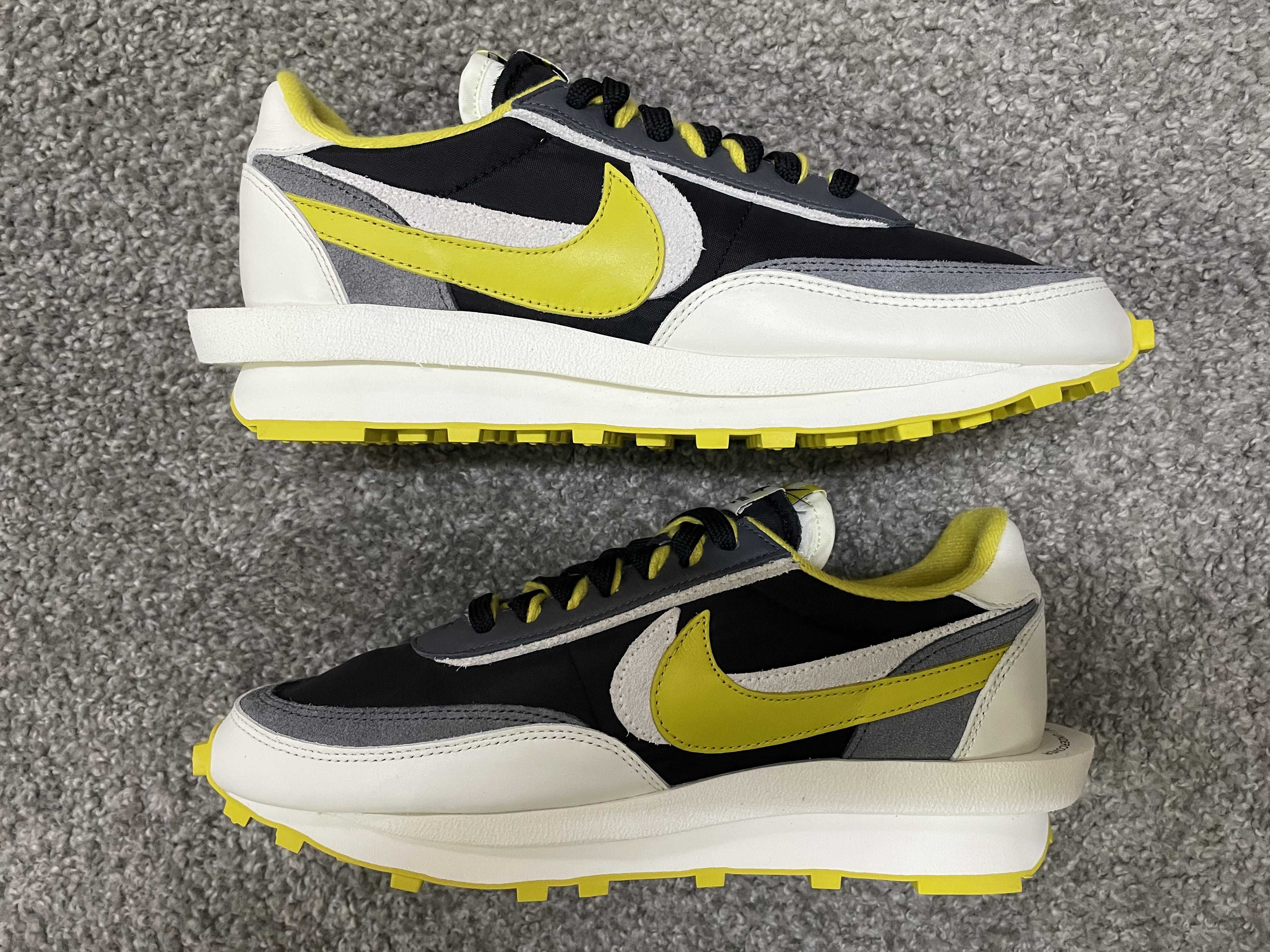 UNDERCOVER × sacai × Nike LD Waffle "Black/Sail-Dark Grey-Bright Citron"