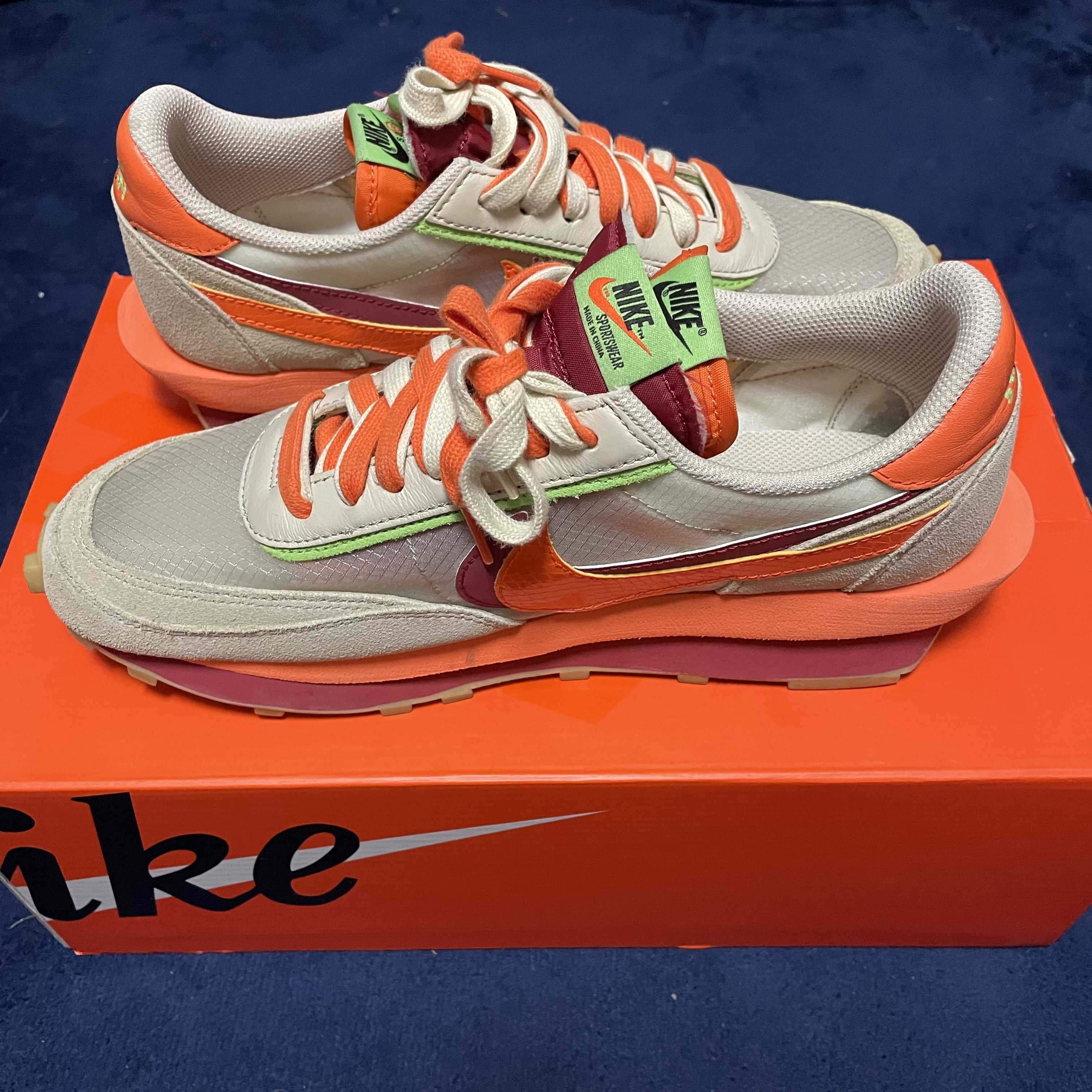 CLOT × Sacai × Nike LD Waffle "Orange Blaze"