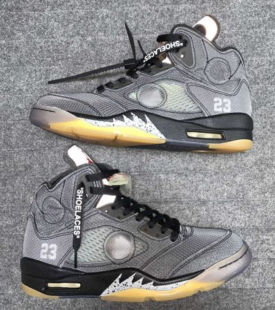 Off-White × Nike Air Jordan 5 "Black/Muslin/Fire Red"