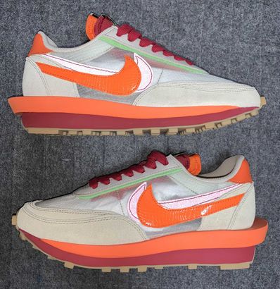 CLOT × Sacai × Nike LD Waffle "Orange Blaze"