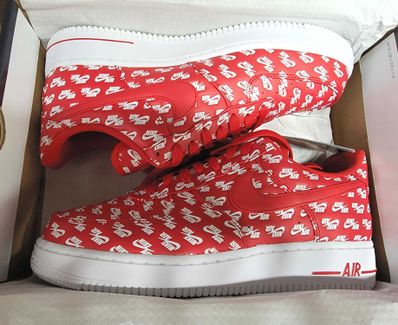 Air force 1 shop all over logo red