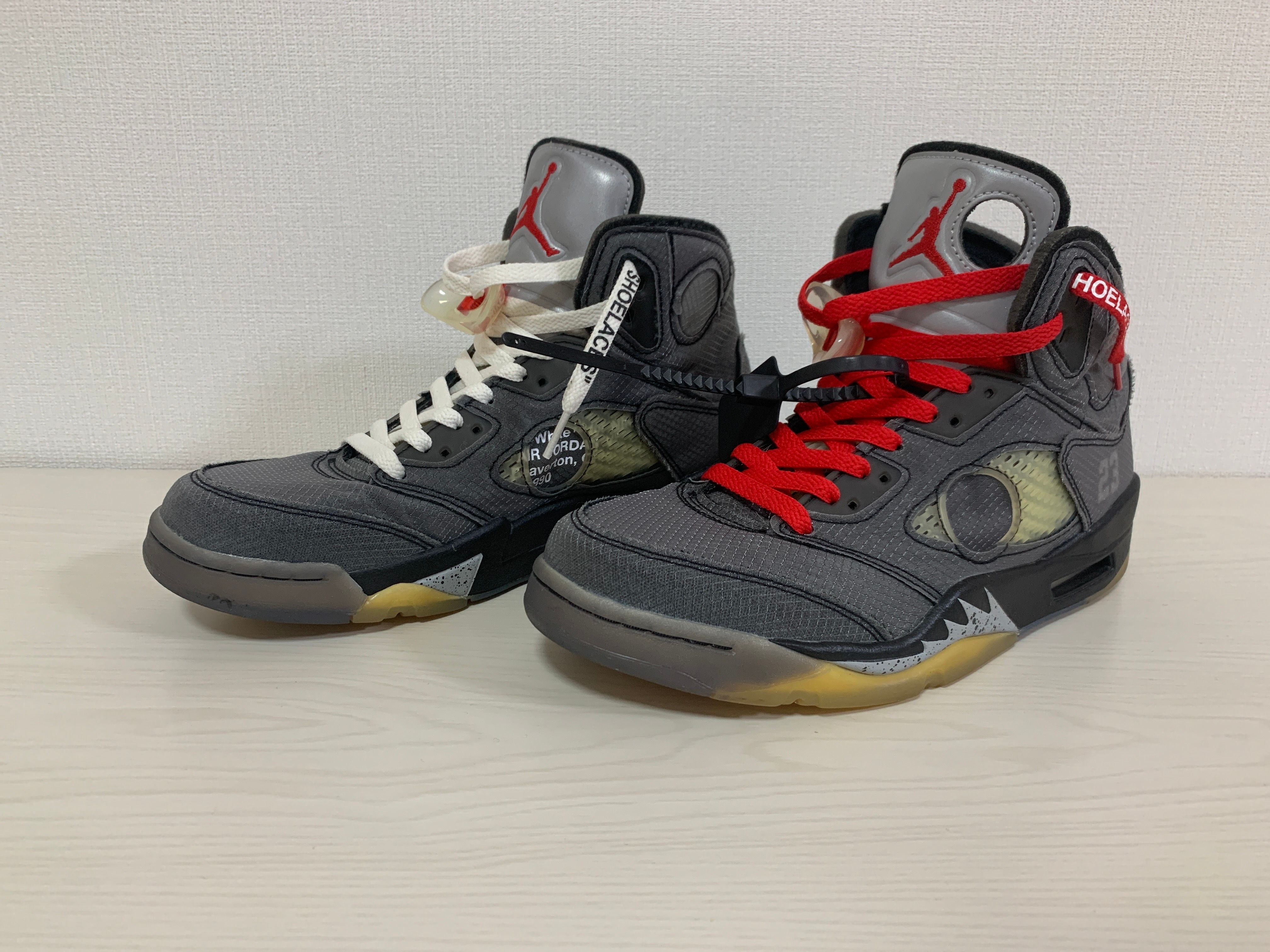 Off-White × Nike Air Jordan 5 "Black/Muslin/Fire Red"