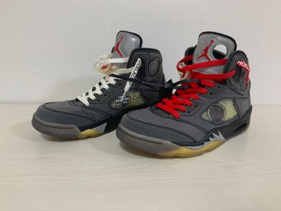Off-White × Nike Air Jordan 5 "Black/Muslin/Fire Red"