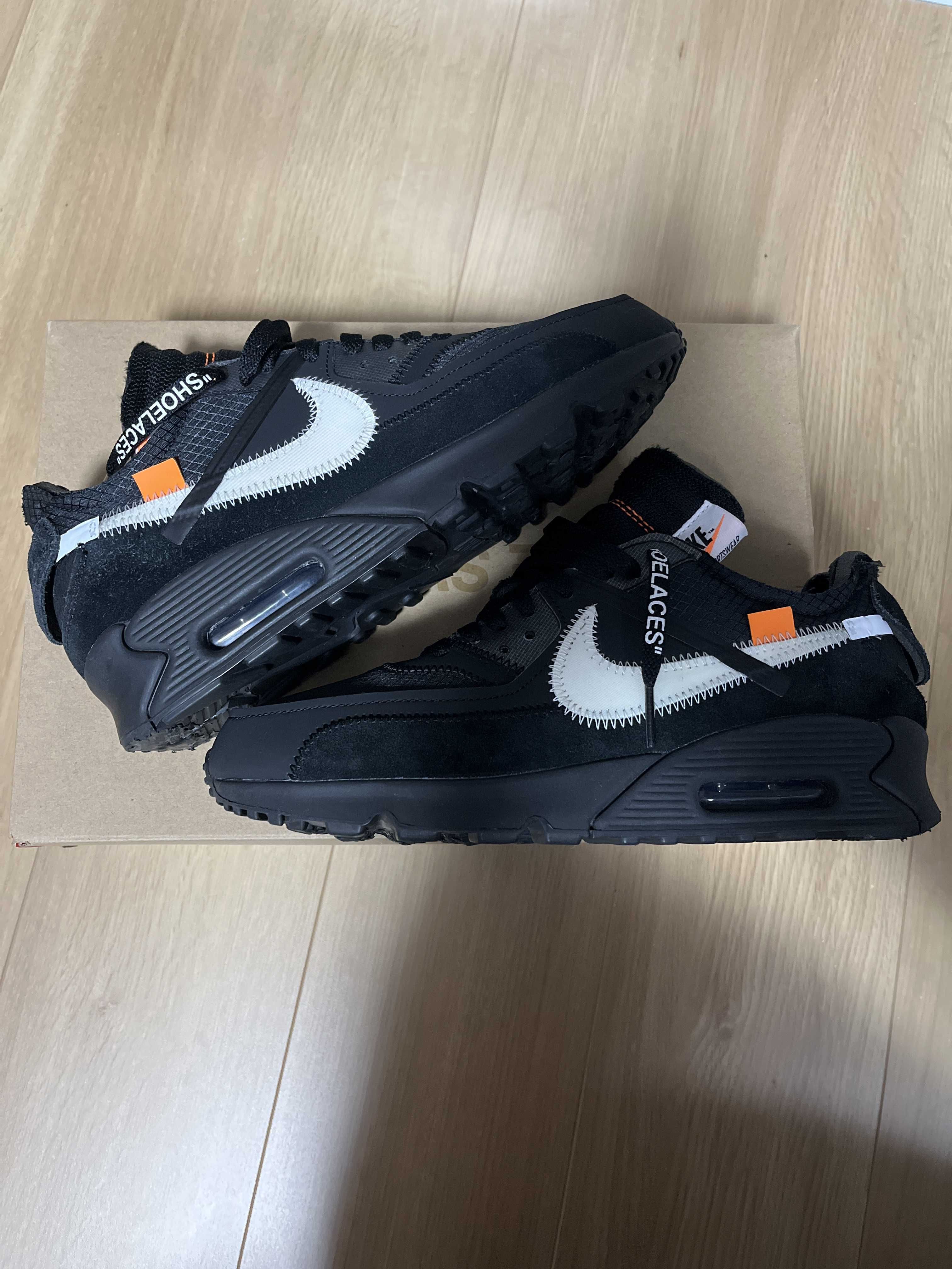 Off-White × Nike Air Max 90 "Black/Black-Cone-White"