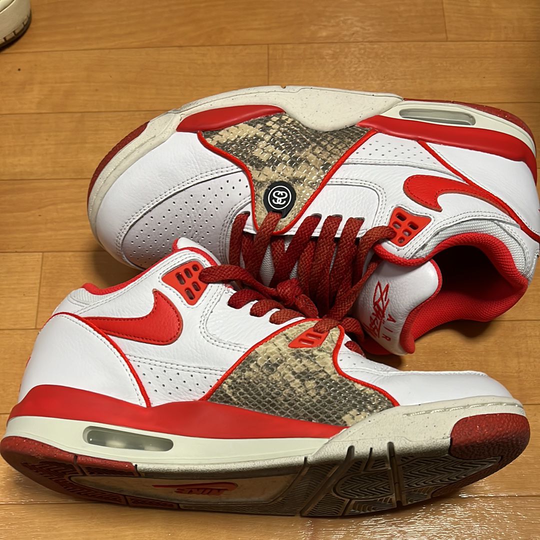 Stussy × Nike Air Flight 89 Low SP "White Habanero Red"