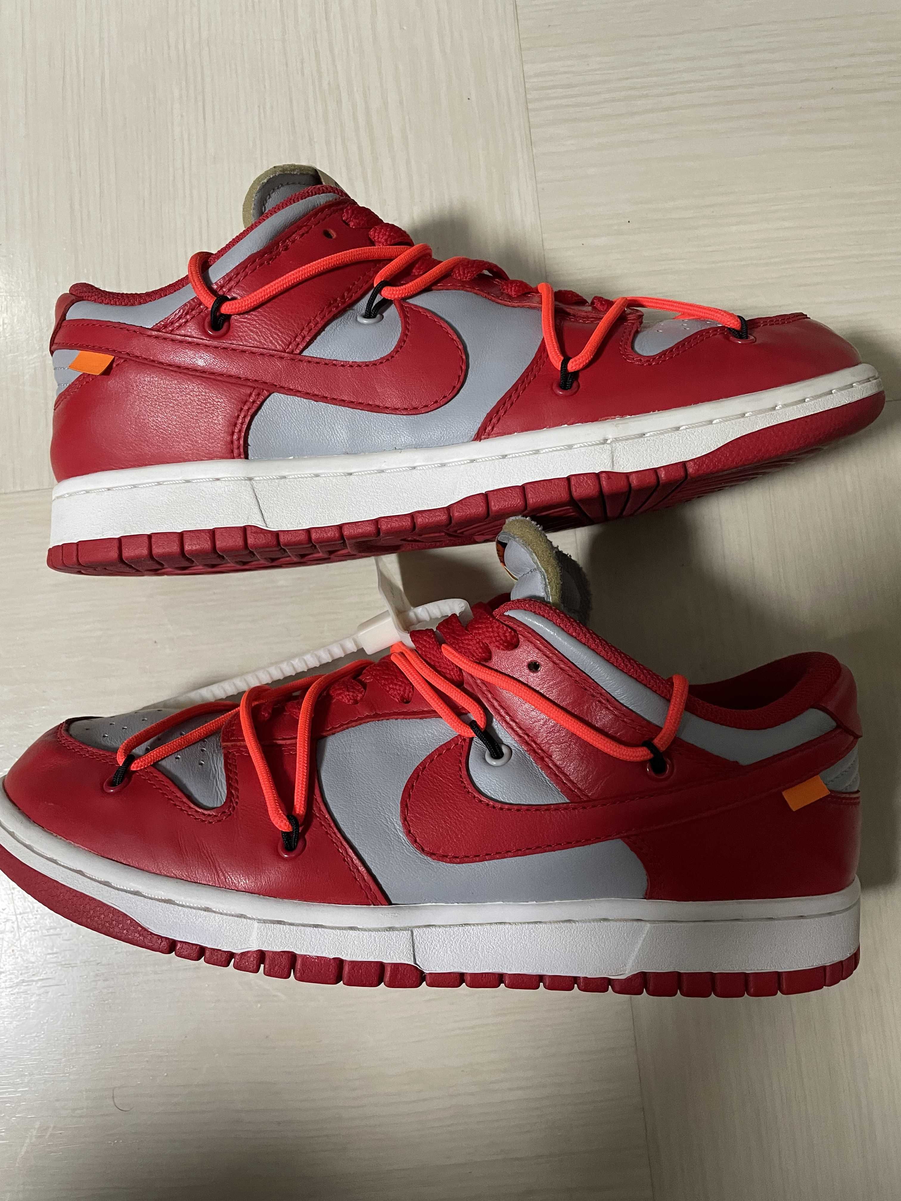 Off-White × Nike Dunk Low "University Red/Wolf Grey"
