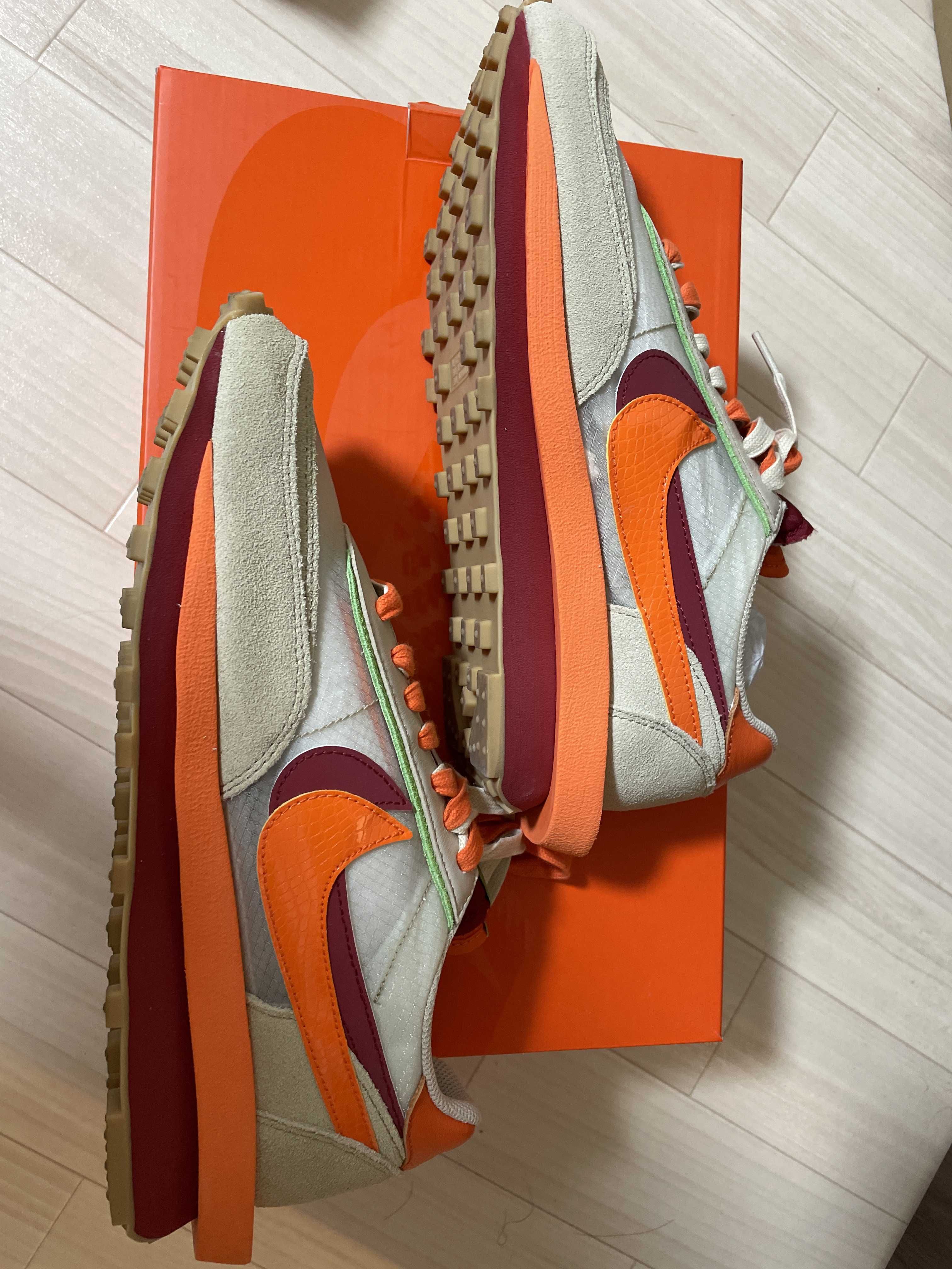 CLOT × Sacai × Nike LD Waffle "Orange Blaze"