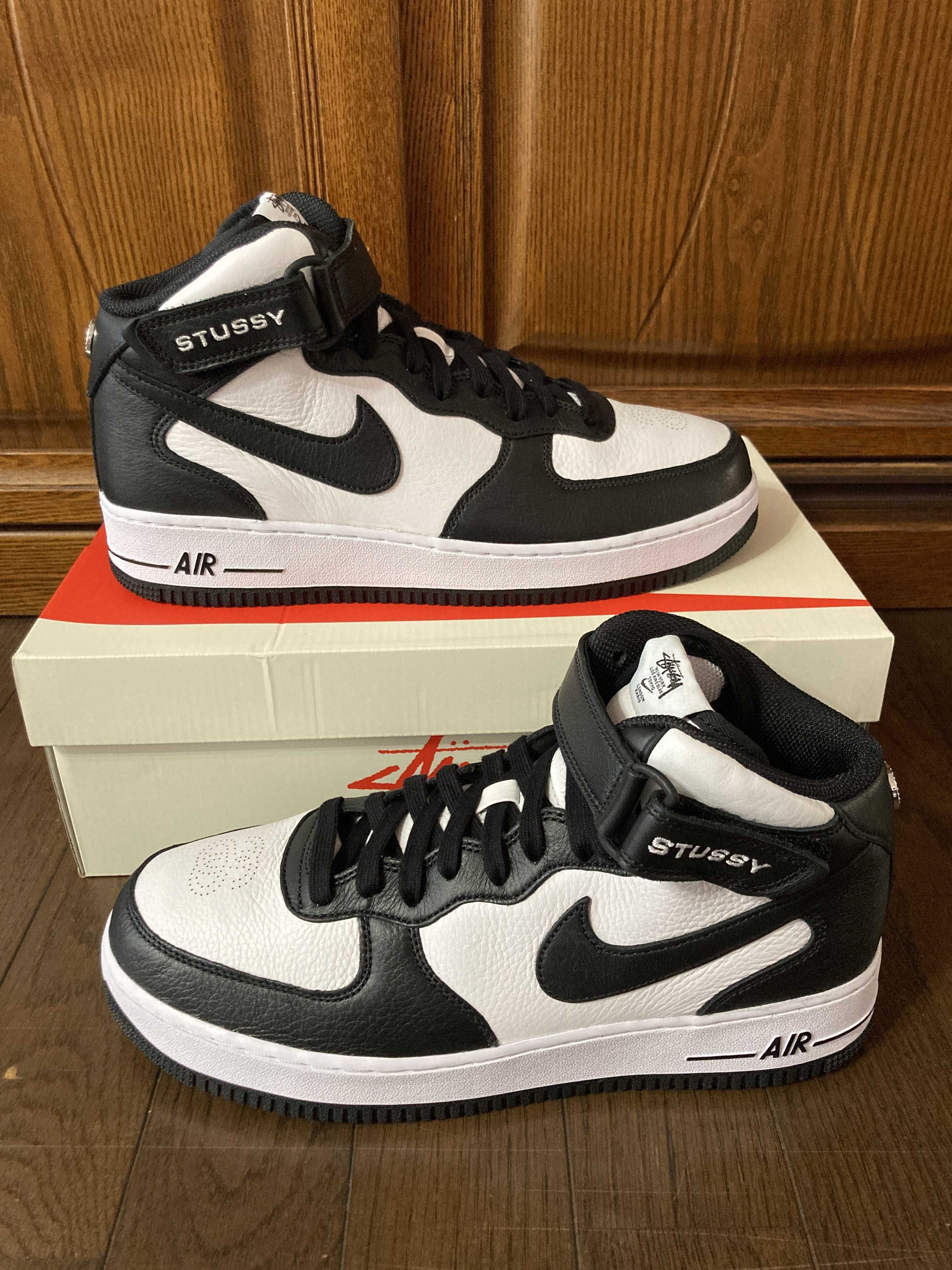 Stussy × Nike Air Force 1 Mid "Black and Light Bone"