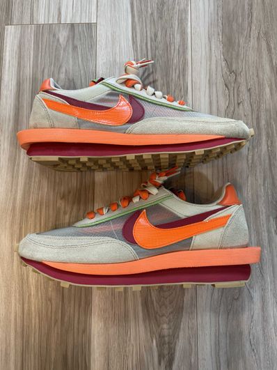 CLOT × Sacai × Nike LD Waffle "Orange Blaze"