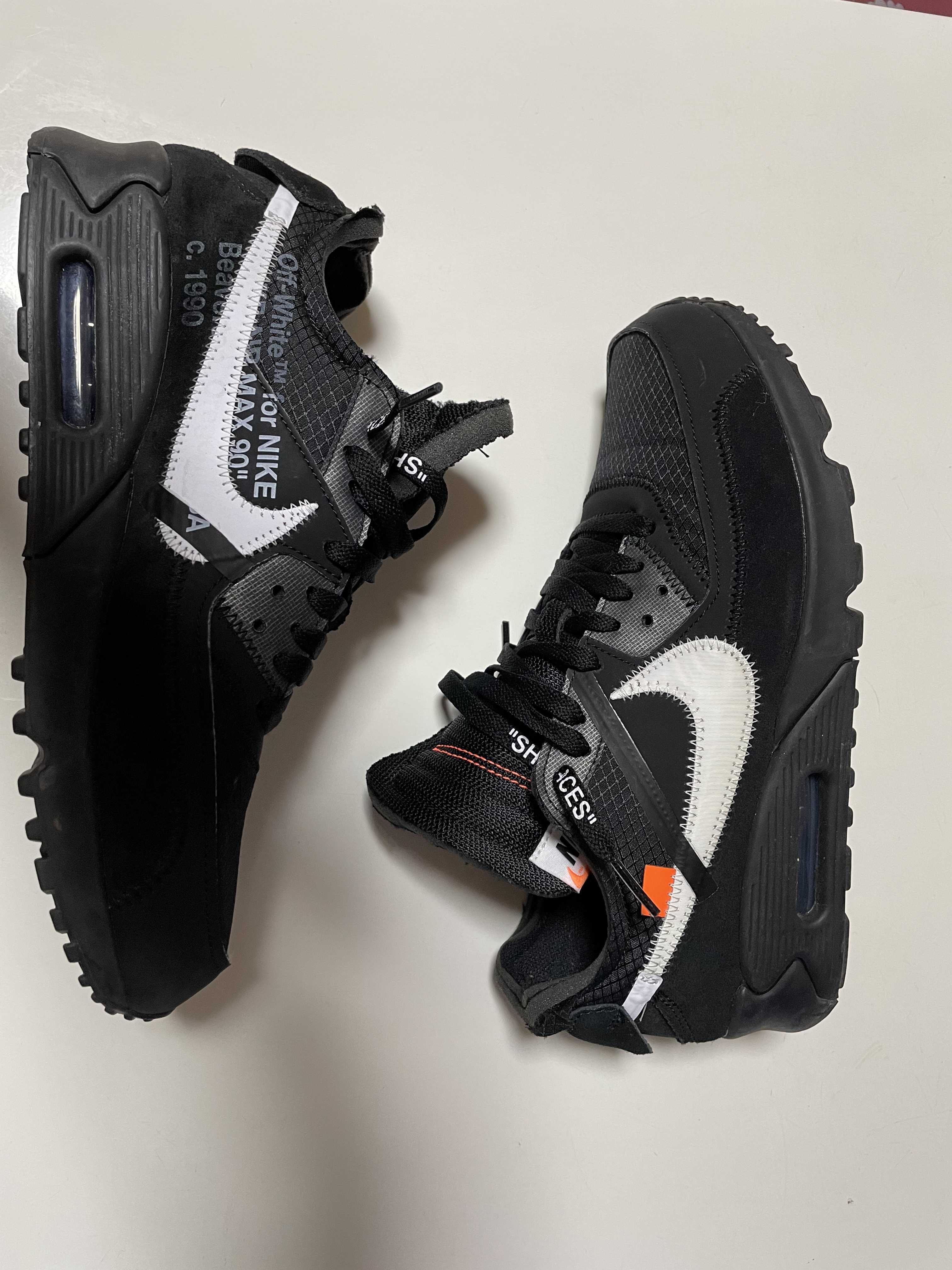 Off-White × Nike Air Max 90 "Black/Black-Cone-White"