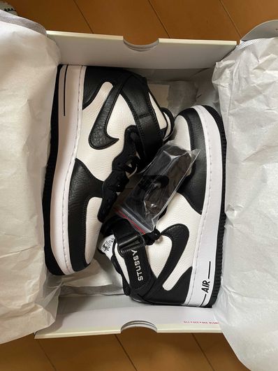 Stussy × Nike Air Force 1 Mid "Black and Light Bone"