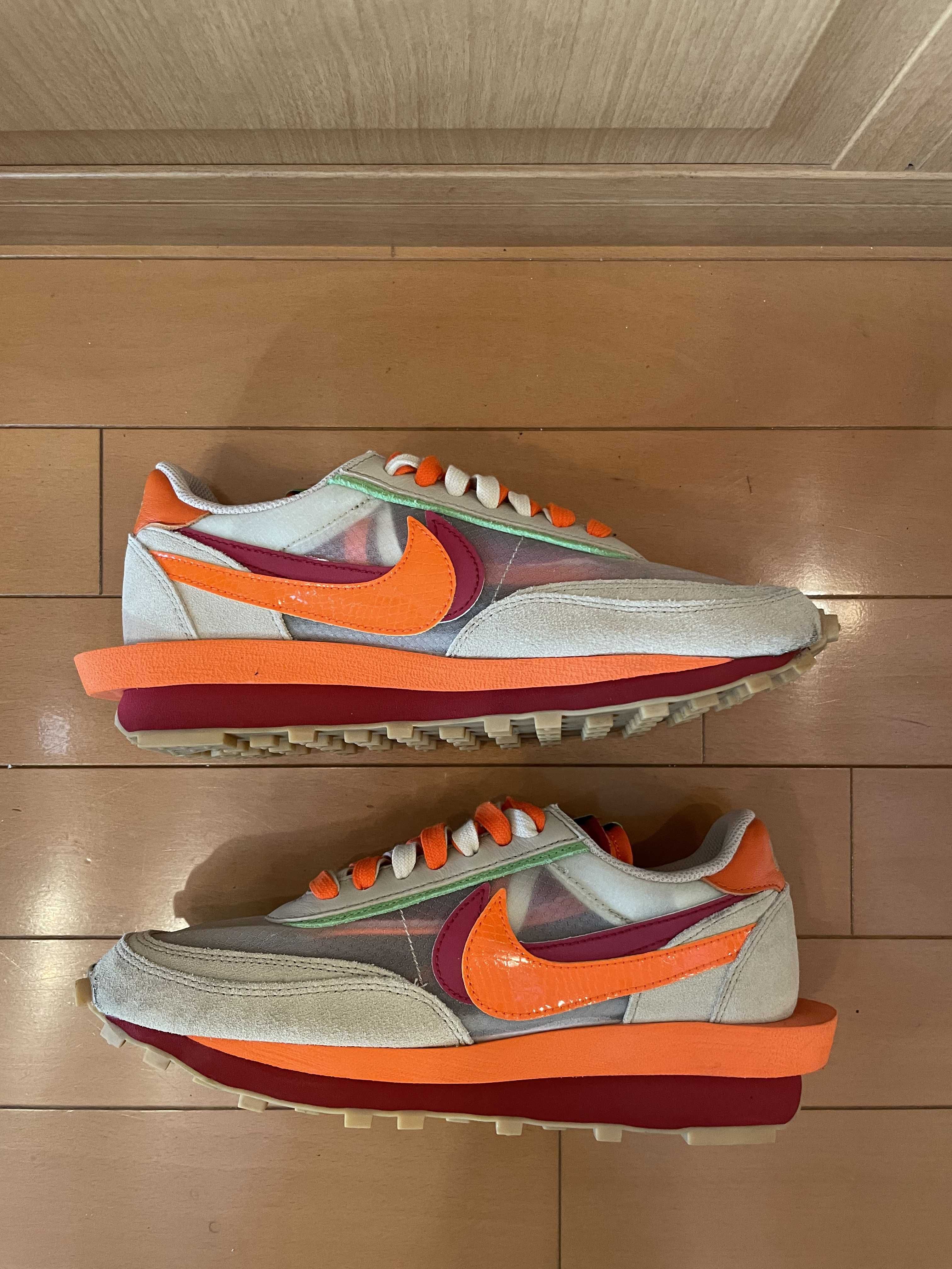 CLOT × Sacai × Nike LD Waffle "Orange Blaze"