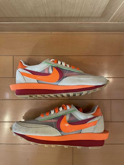 CLOT × Sacai × Nike LD Waffle "Orange Blaze"