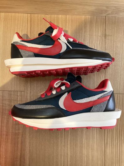 UNDERCOVER × sacai × Nike LD Waffle "Midnight Spruce/Pale Ivory-Dark Grey-University Red"