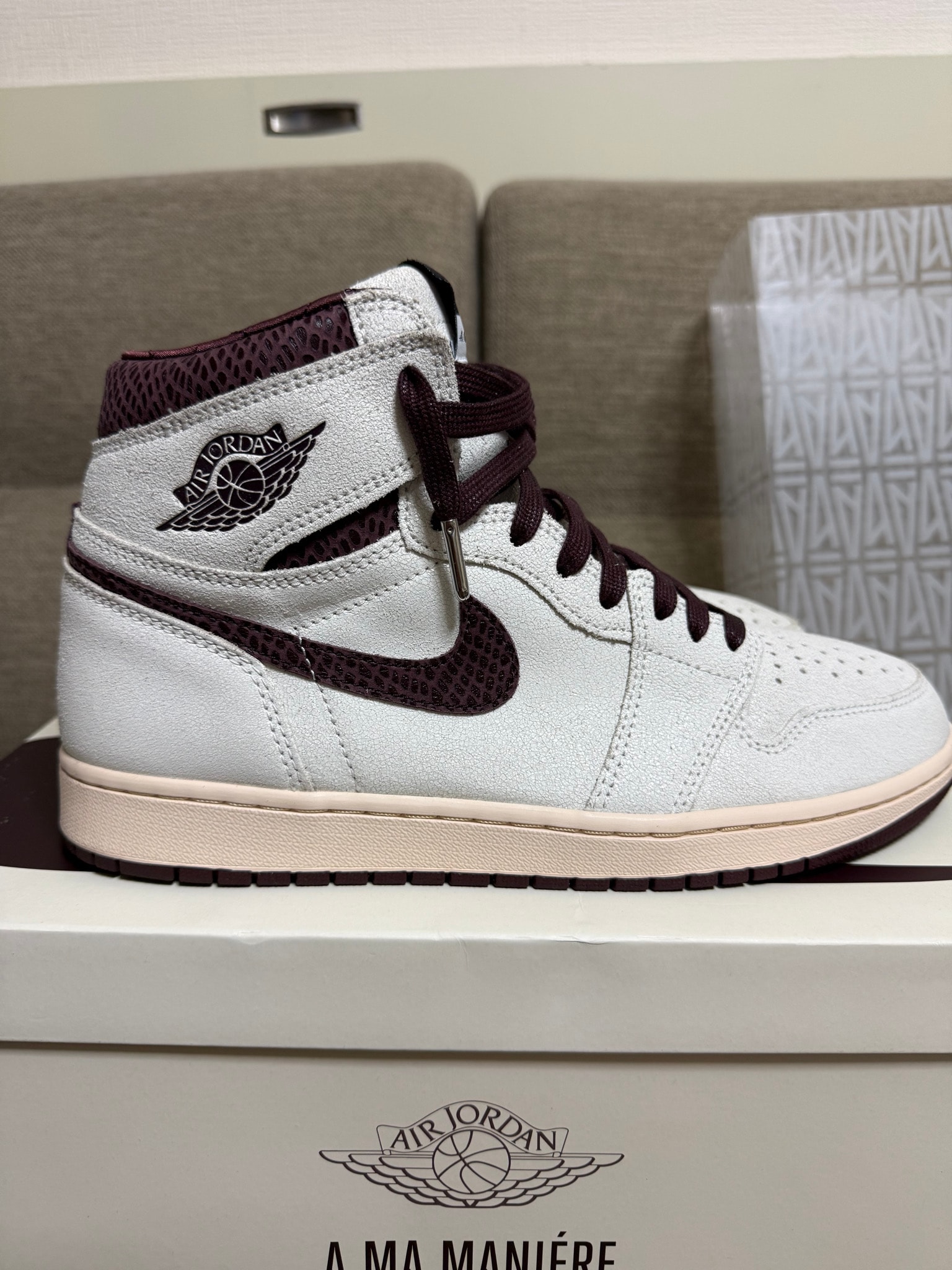 A Ma Maniere × Nike Air Jordan 1 Retro High OG "Sail and Burgundy"