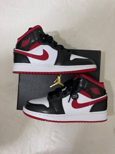 NIKE GS AIR JORDAN 1 MID "WHITE/GYM RED/BLACK"