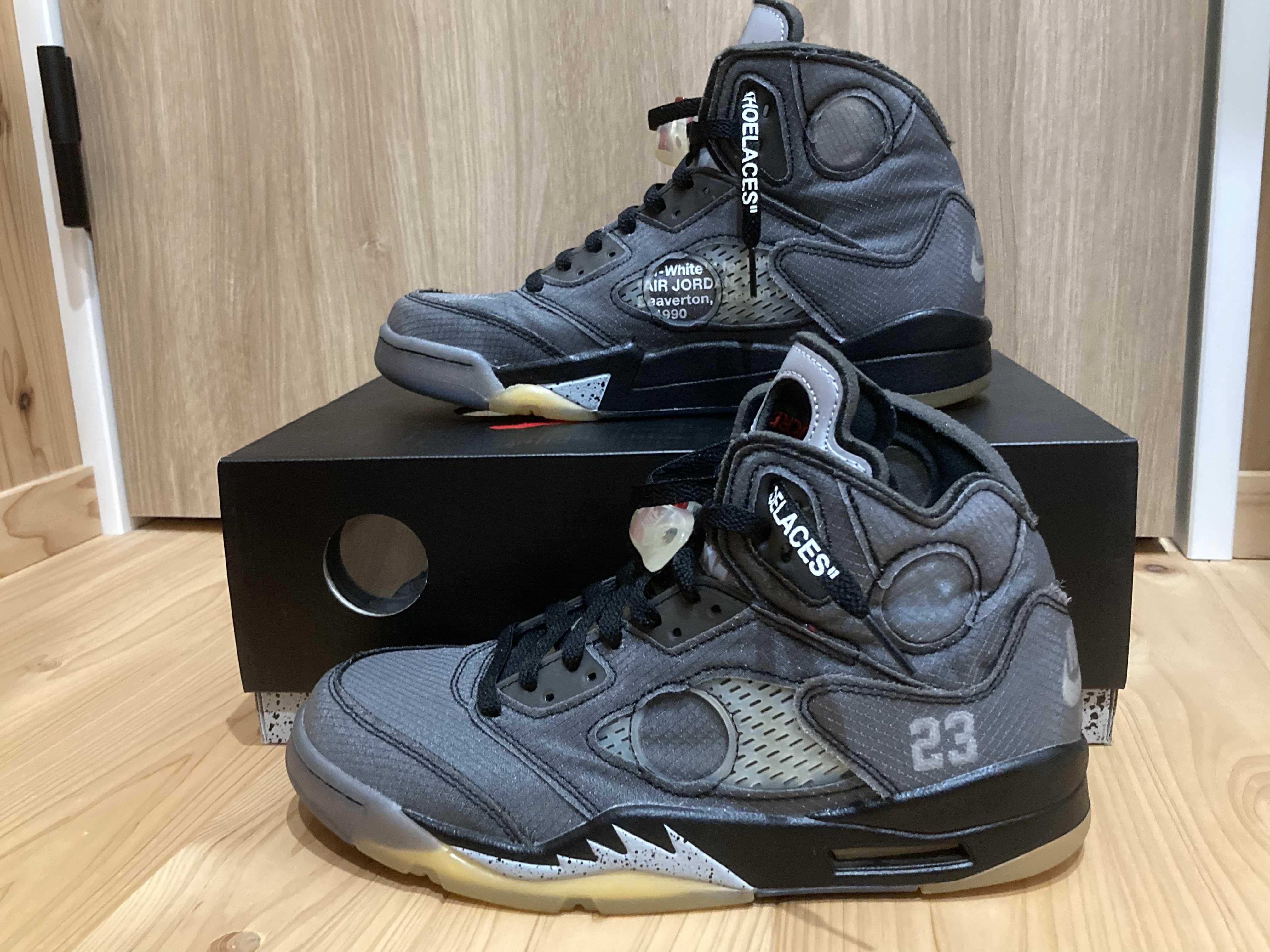 Off-White × Nike Air Jordan 5 "Black/Muslin/Fire Red"
