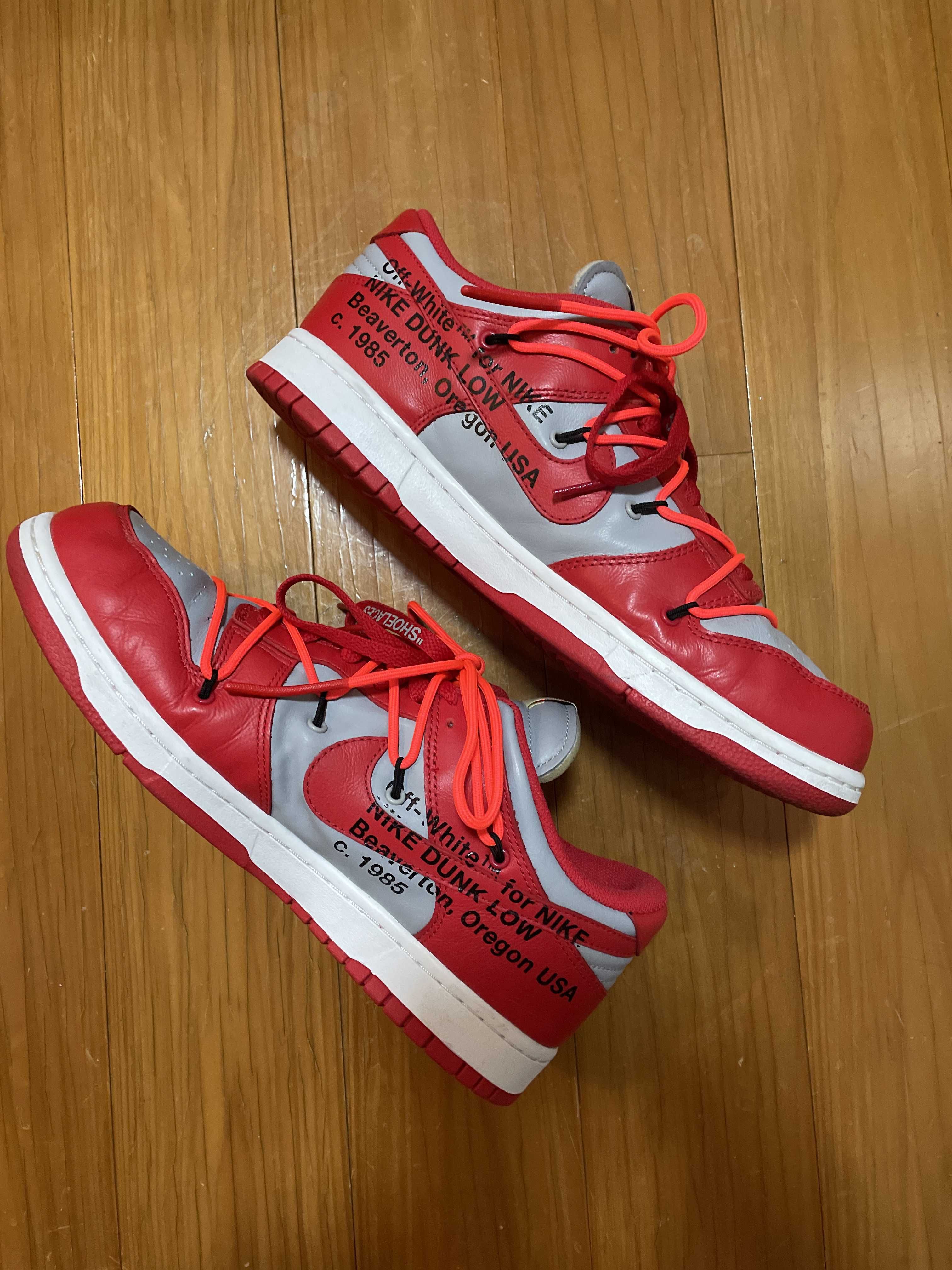 Off-White × Nike Dunk Low "University Red/Wolf Grey"