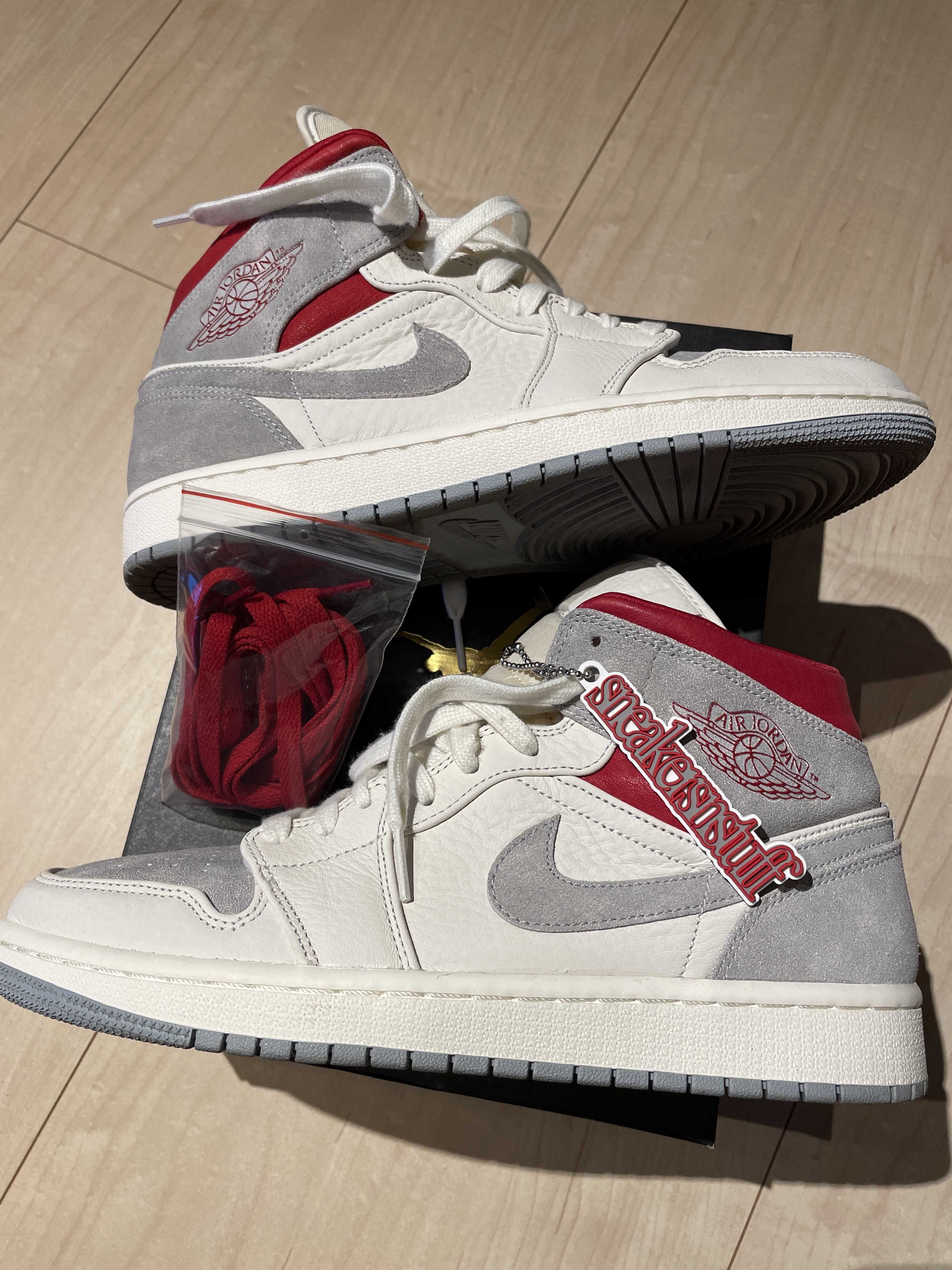 SNS×NIKE AIR JORDAN 1 MID "GREY/RED"
