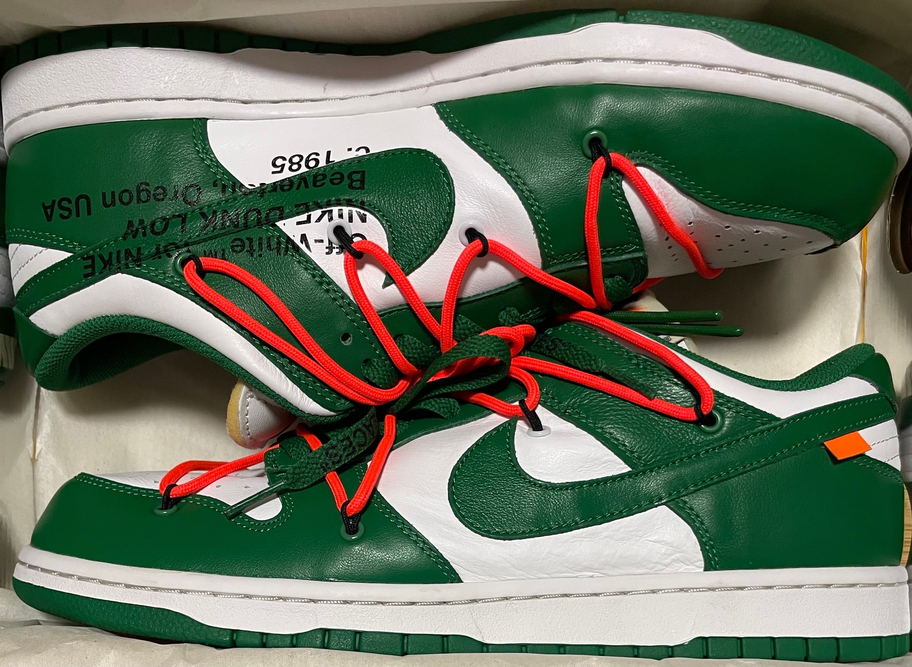 Off-White × Nike Dunk Low "White/Pine Green"