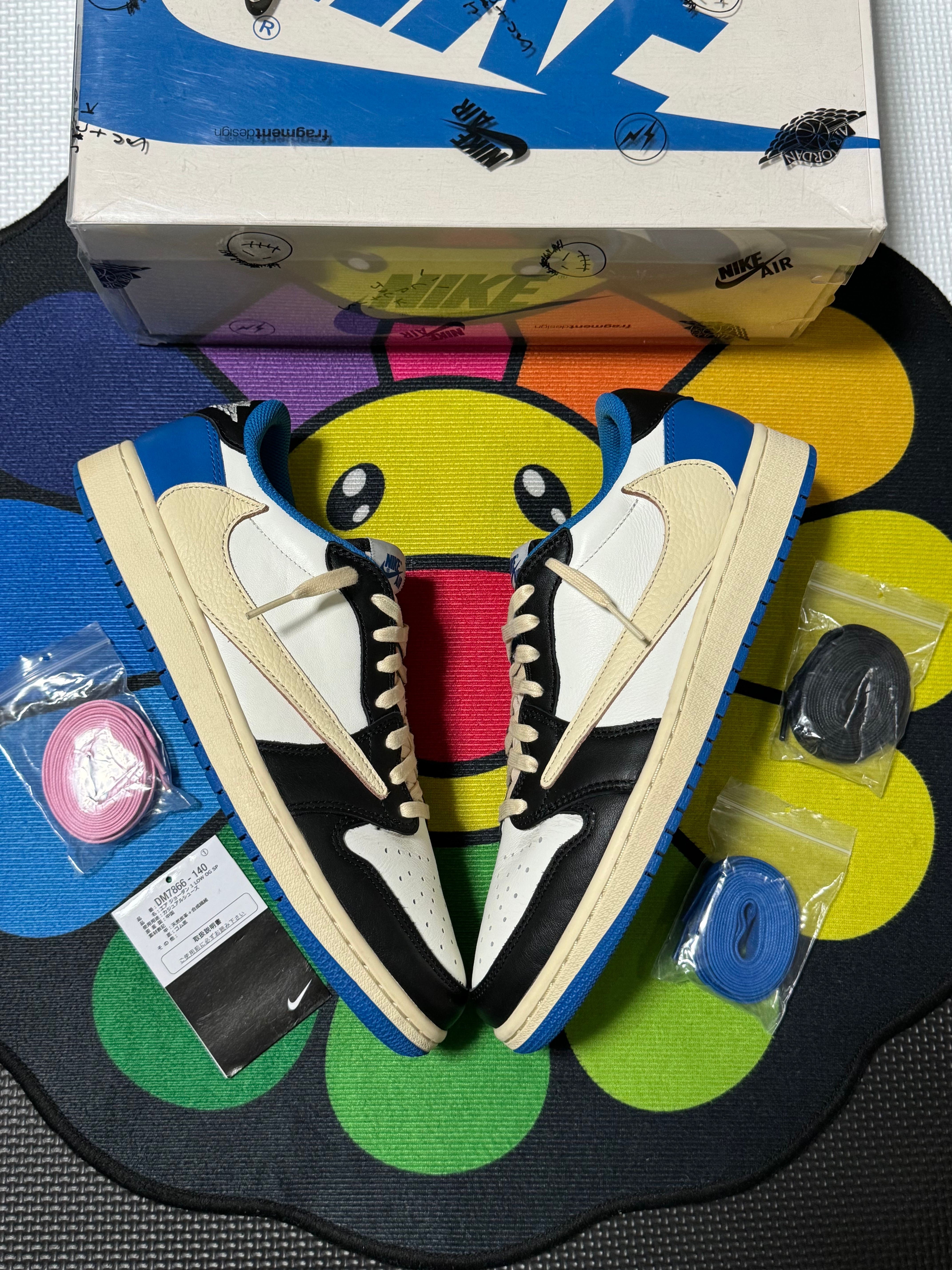 Travis Scott × fragment design × Nike Air Jordan 1 Low OG SP "Military Blue"