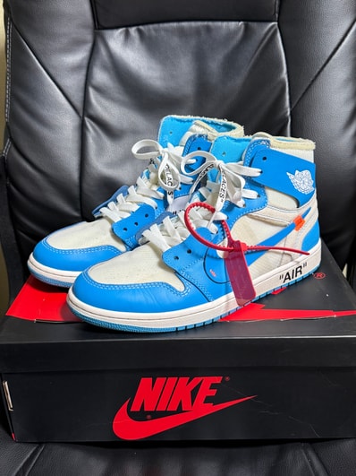 Off-White × Nike Air Jordan 1 High UNC "White/Dark Powder Blue"