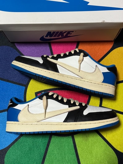 Travis Scott × fragment design × Nike Air Jordan 1 Low OG SP "Military Blue"
