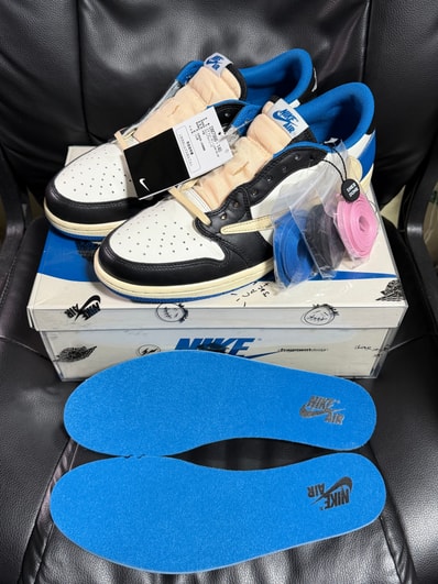 Travis Scott × fragment design × Nike Air Jordan 1 Low OG SP "Military Blue"